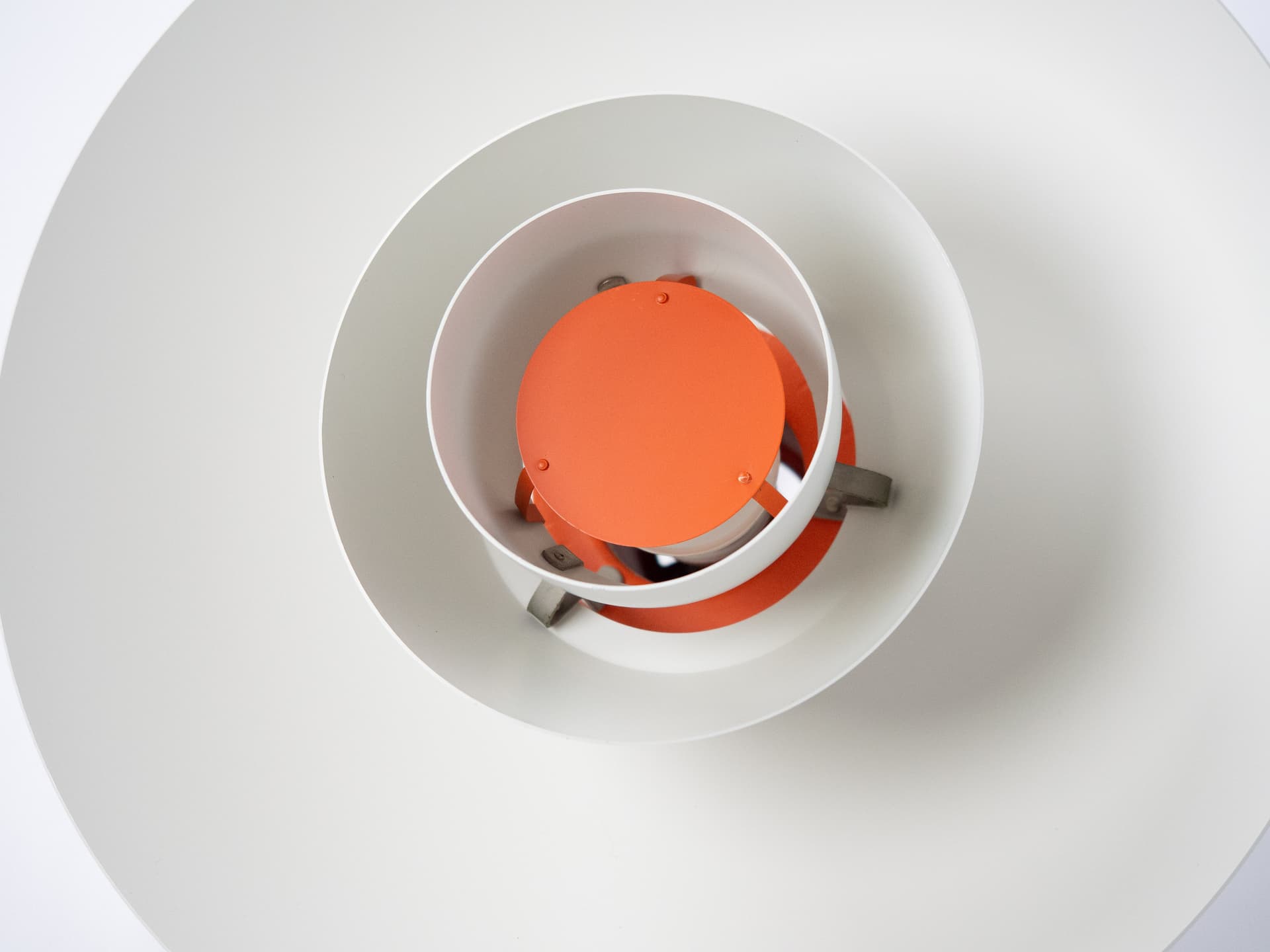 Pendant lamp PH 4/3, white aluminum, by P. Henningsen, Louis Poulsen, Denmark, 1980s. - 291502