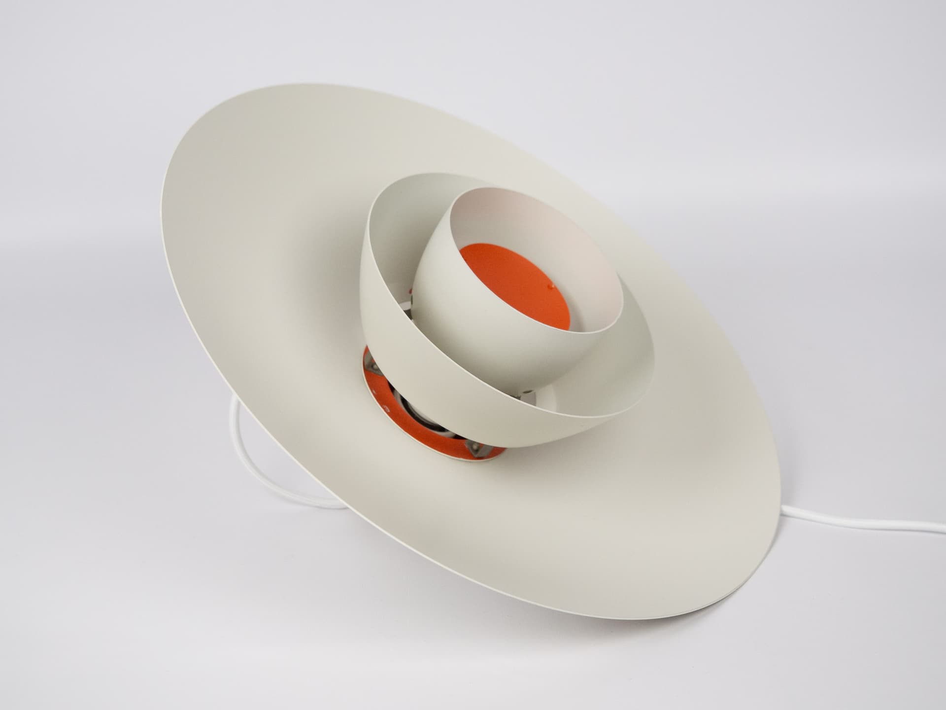 Pendant lamp PH 4/3, white aluminum, by P. Henningsen, Louis Poulsen, Denmark, 1980s. - 291500