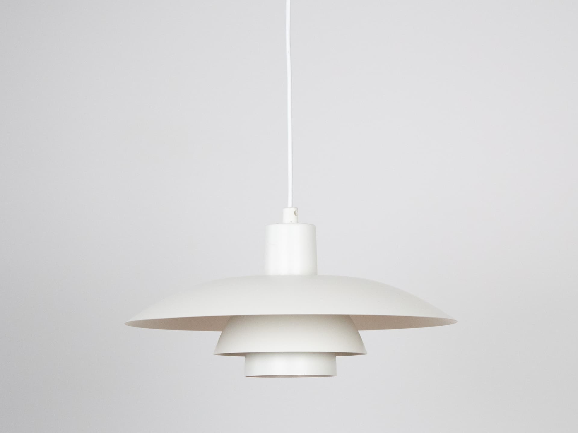 Pendant lamp PH 4/3, white aluminum, by P. Henningsen, Louis Poulsen, Denmark, 1980s. - 291496