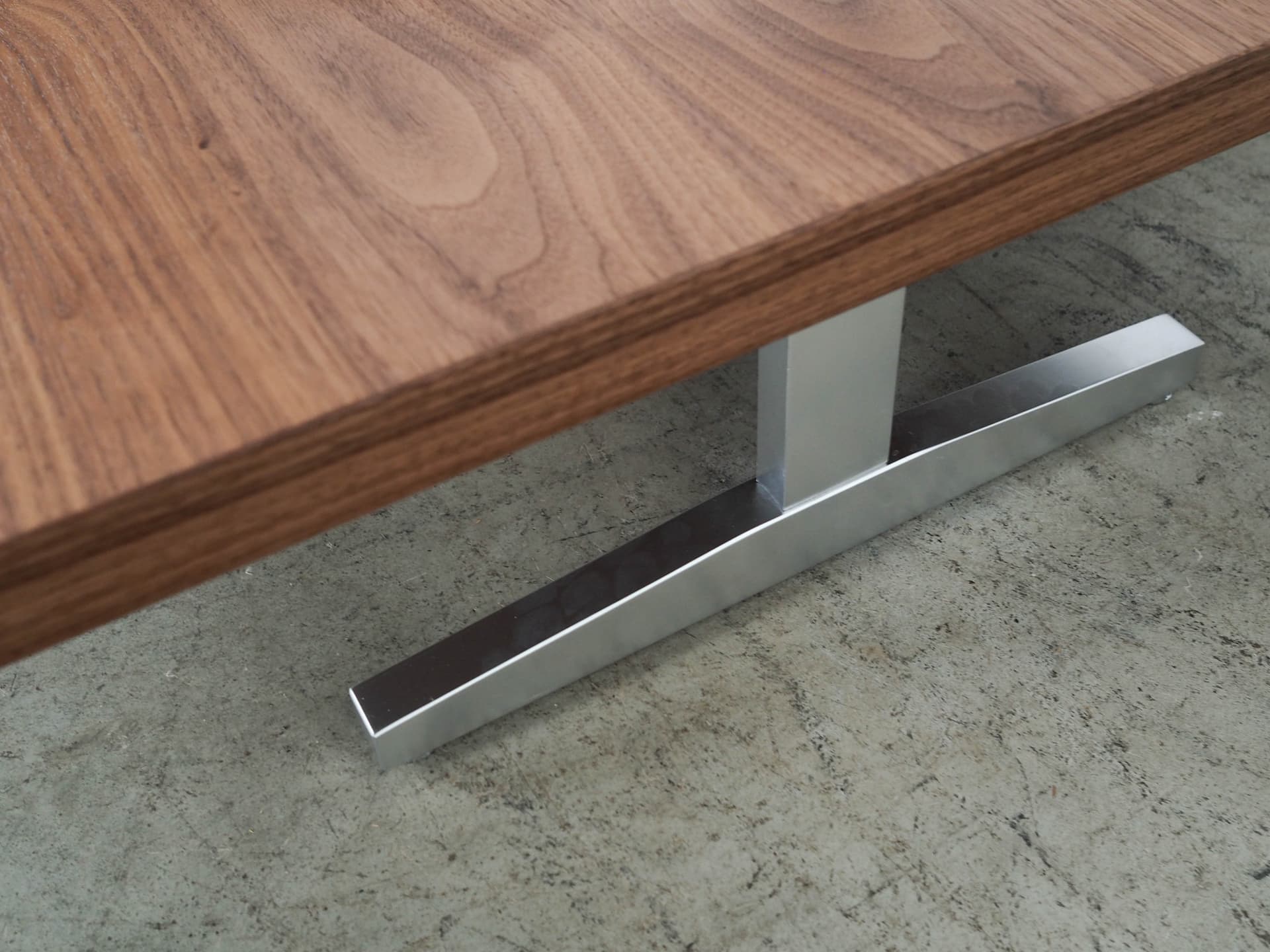 Coffee table, brown walnut, brushed silver steel, Denmark, 1980s. - 291547