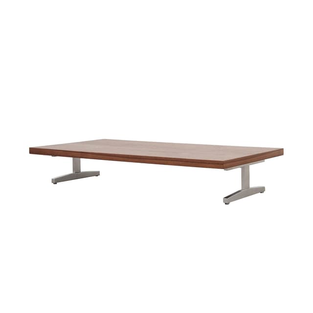 Coffee table, brown walnut, brushed silver steel, Denmark, 1980s. - DIMENSION