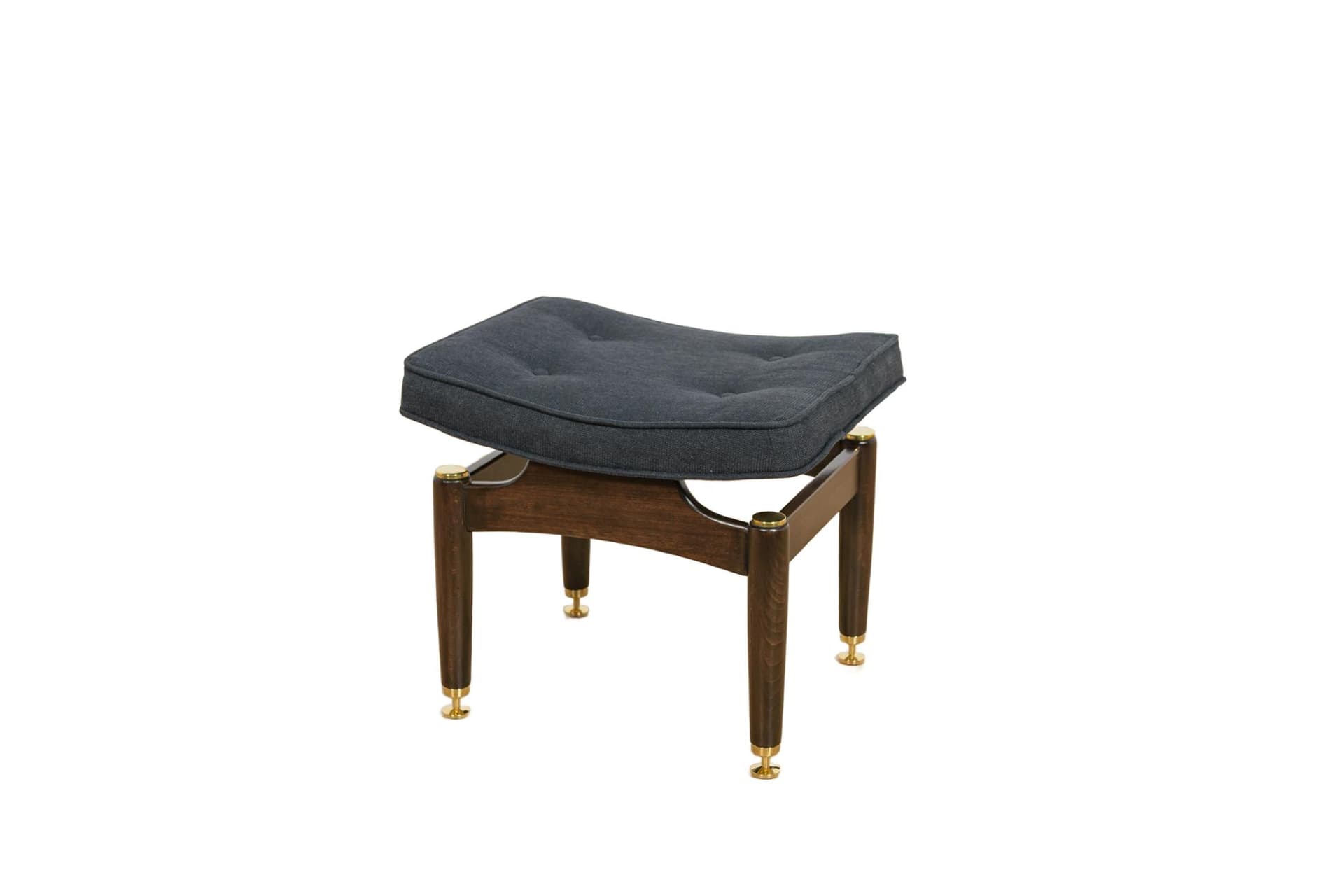 Stołek Librenza, tkanina czarna, buk palisander, G-Plan, Wielka Brytania, lata 50.