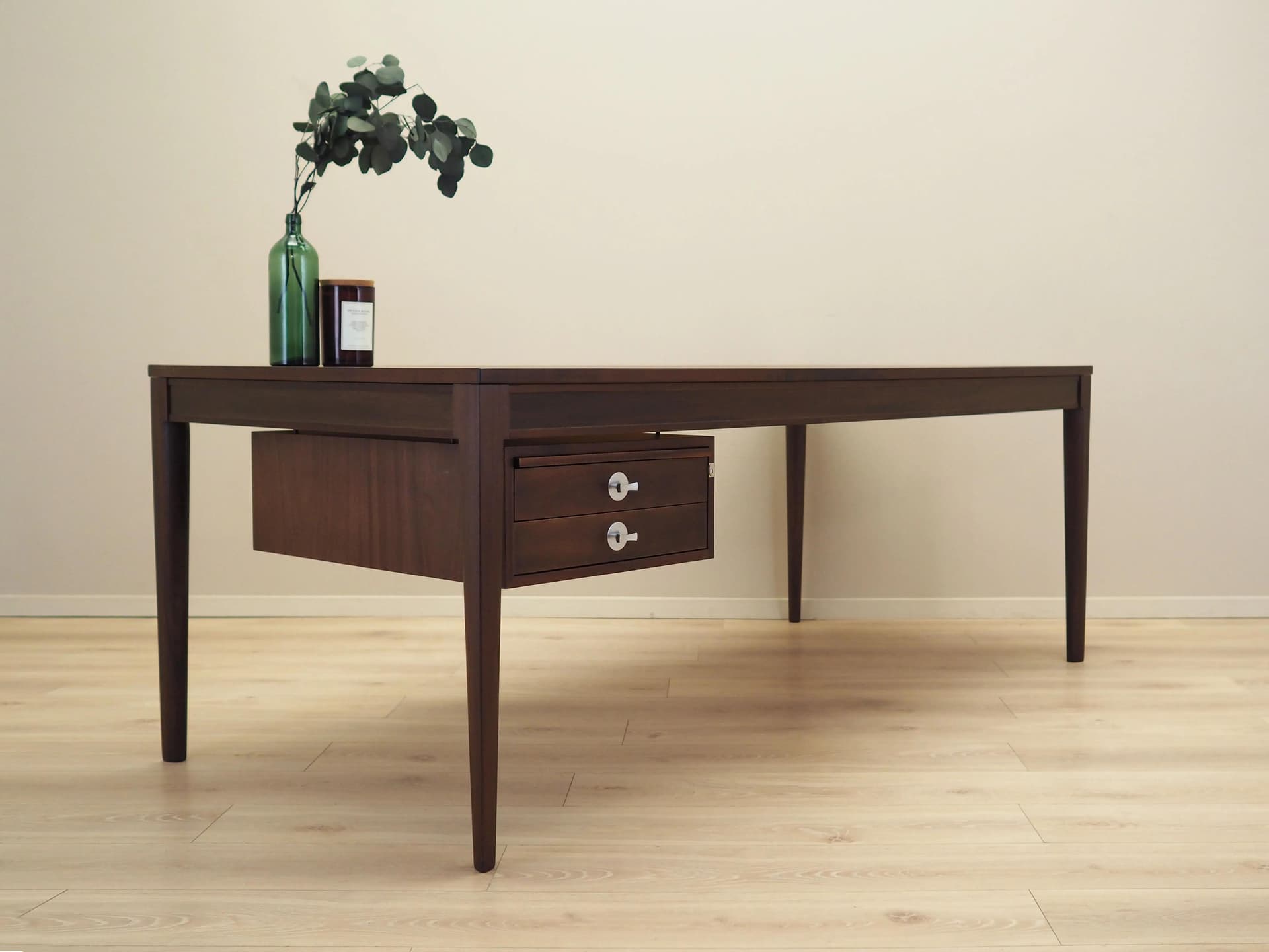 Mahogany desk, brown, mahogany, by F. Juhl, Denmark, 1970s. - 21790