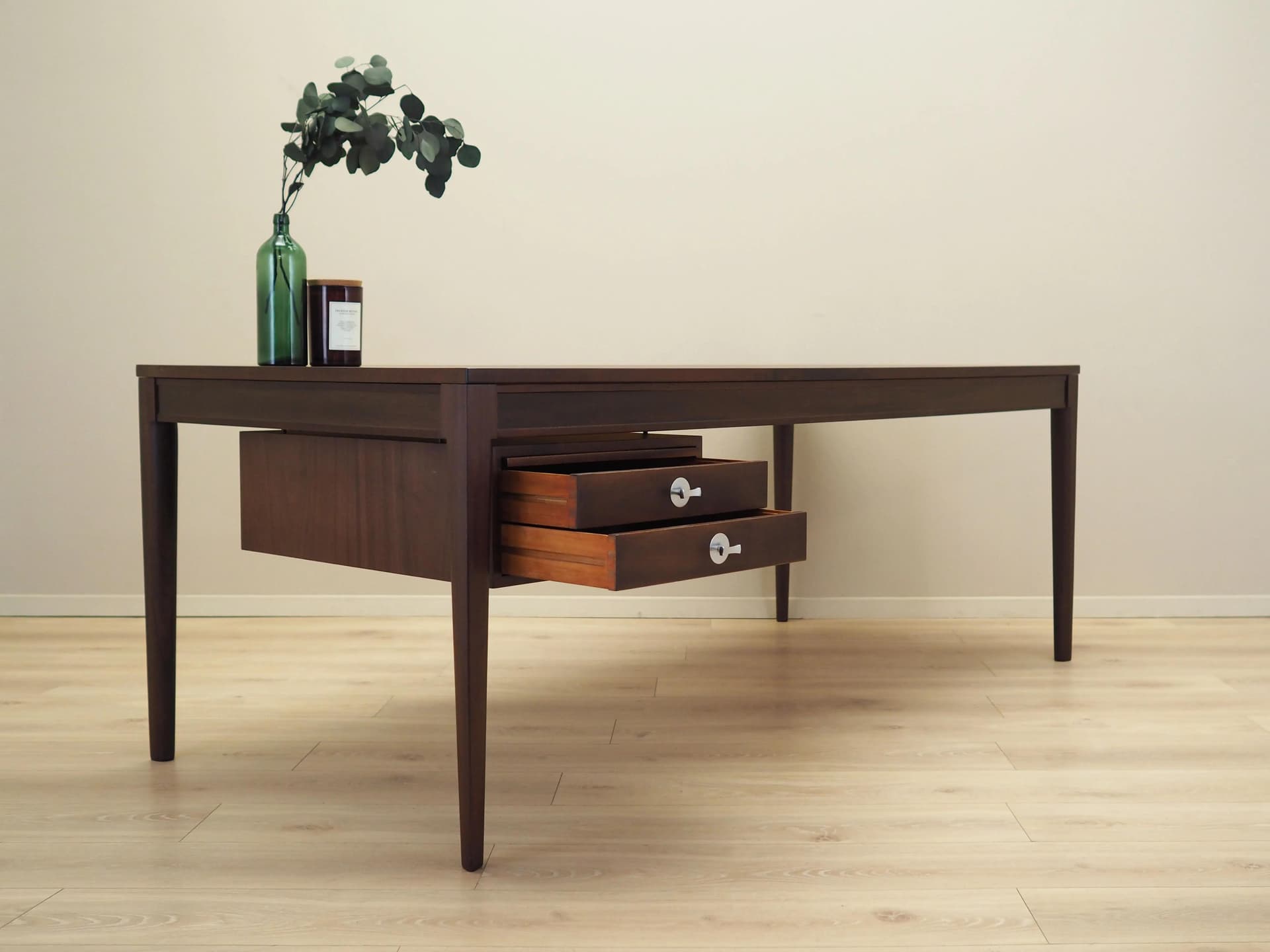 Mahogany desk, brown, mahogany, by F. Juhl, Denmark, 1970s. - 21791