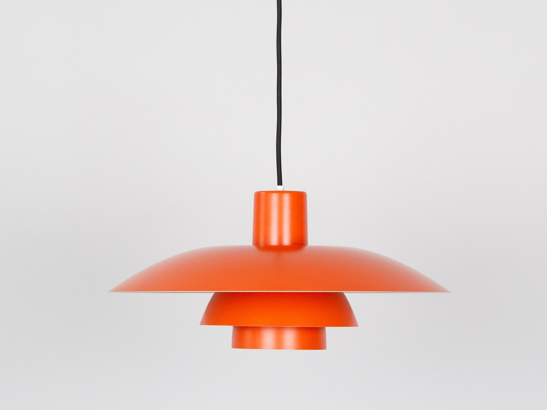 Pendant lamp PH 4/3, red orange, aluminum, by P. Henningsen, Louis Poulsen, Denmark, 1980s. - 291661