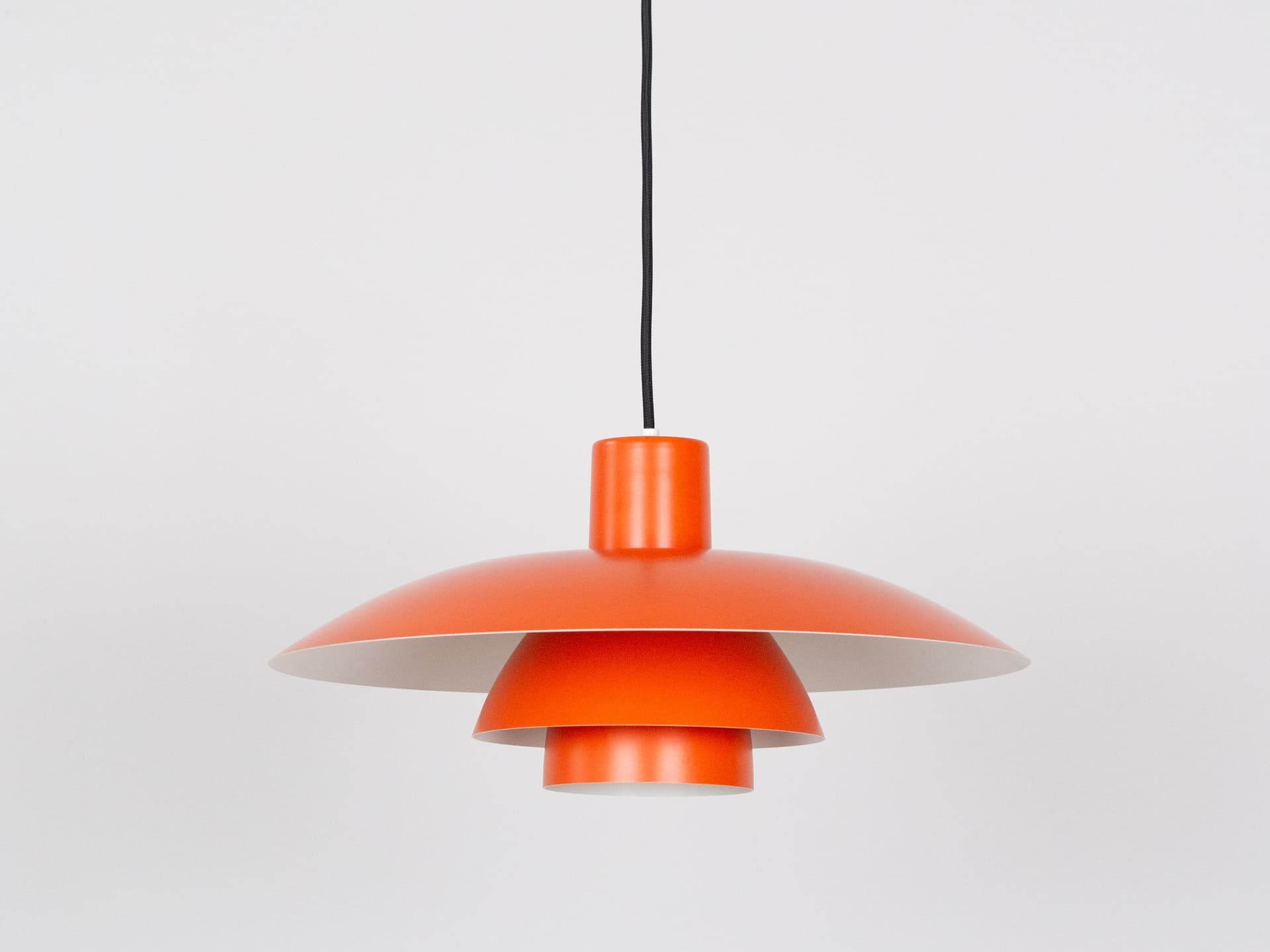 Pendant lamp PH 4/3, red orange, aluminum, by P. Henningsen, Louis Poulsen, Denmark, 1980s. - 291664