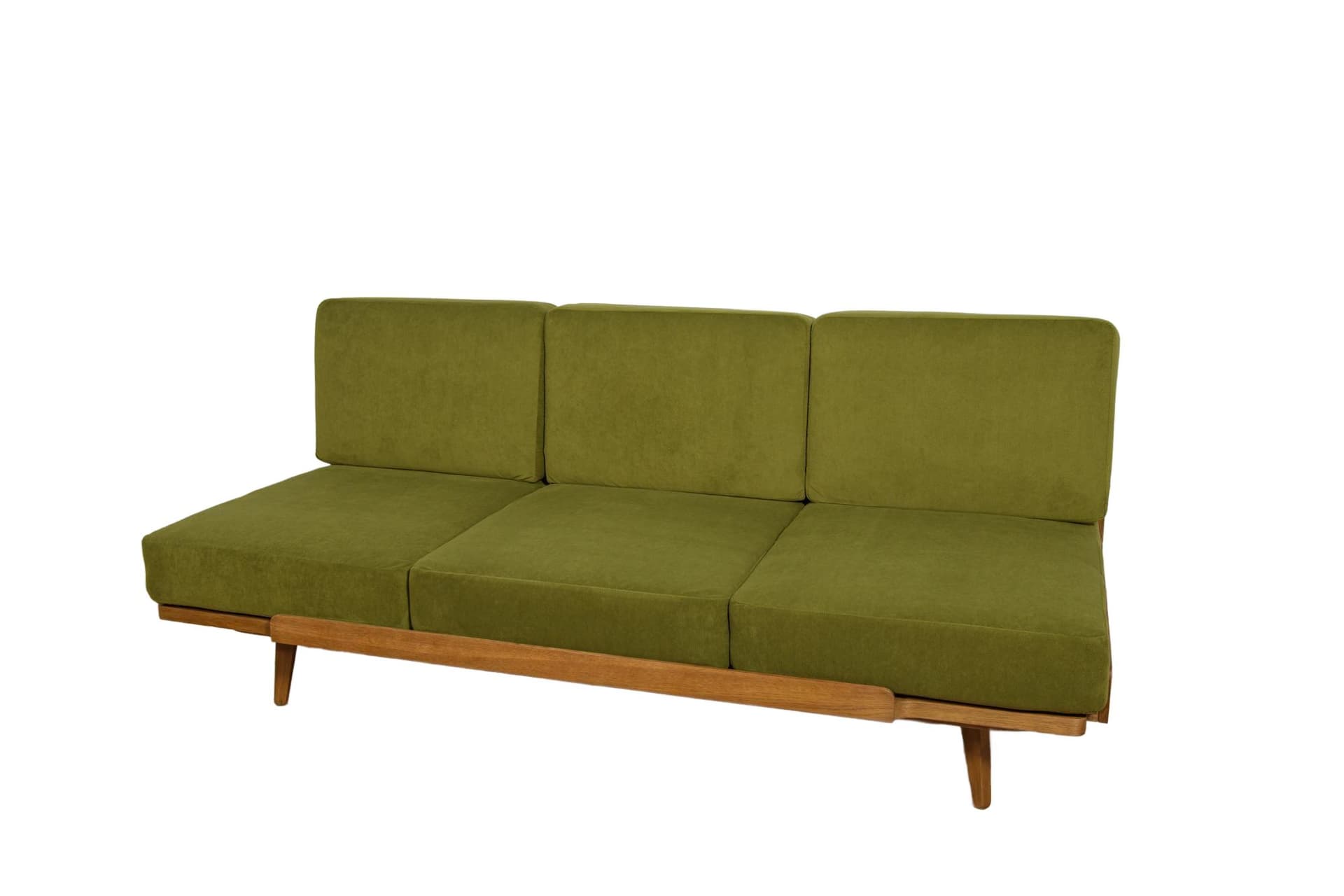 Sofa, zieleń, fornir dąb średni, Jitona, Czechosłowacja, lata 60.