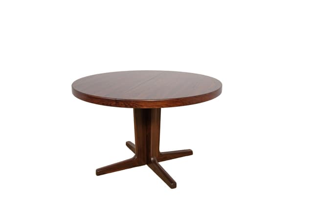 Dining Table, round extendable, brown rosewood, Denmark, 1960s. - DIMENSION