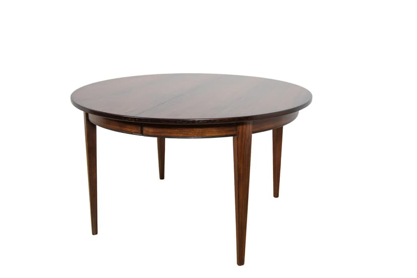 Round Extendable Dining Table Model 55, rosewood, by G. Omann, Omann Jun, Denmark, 1960s.