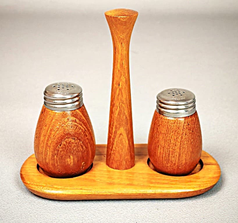 Spice set, brown teak, stainless steel, Sweden, 1950s. - 291735