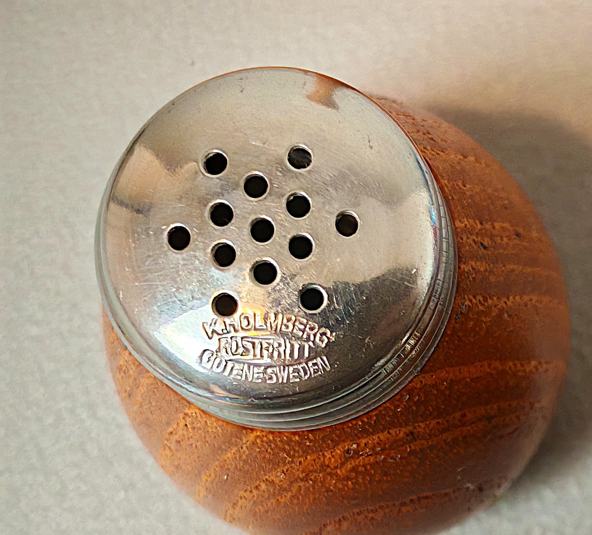 Spice set, brown teak, stainless steel, Sweden, 1950s. - 291731