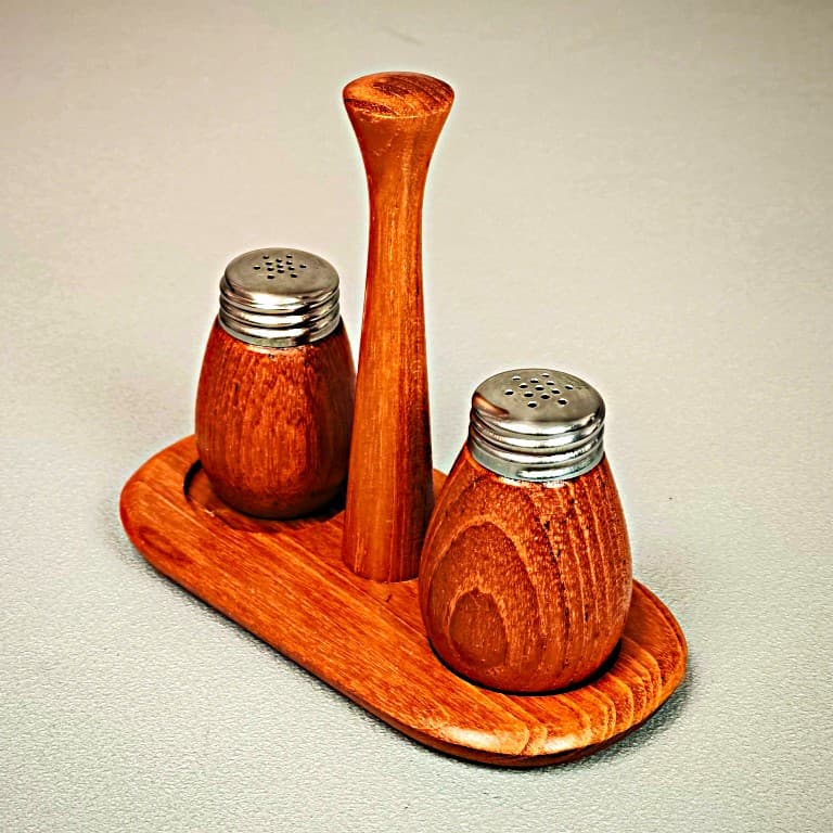 Spice set, brown teak, stainless steel, Sweden, 1950s. - 291737