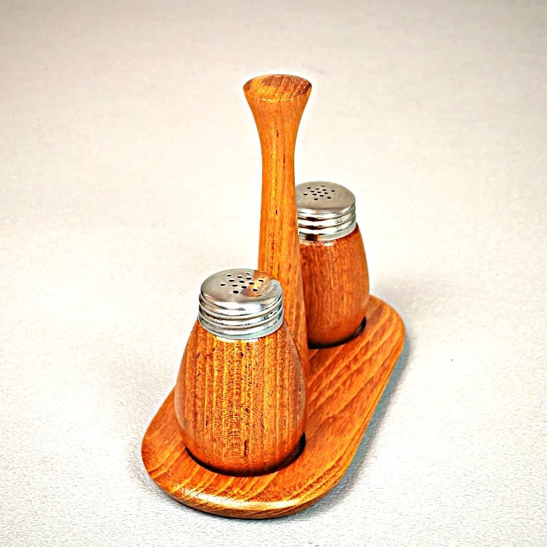 Spice set, brown teak, stainless steel, Sweden, 1950s. - 291736