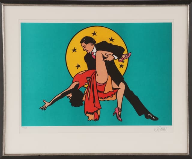 Litografia Tango dla dwojga, papier, szkło, art. P. Thoen, Norwegia - WYMIARY