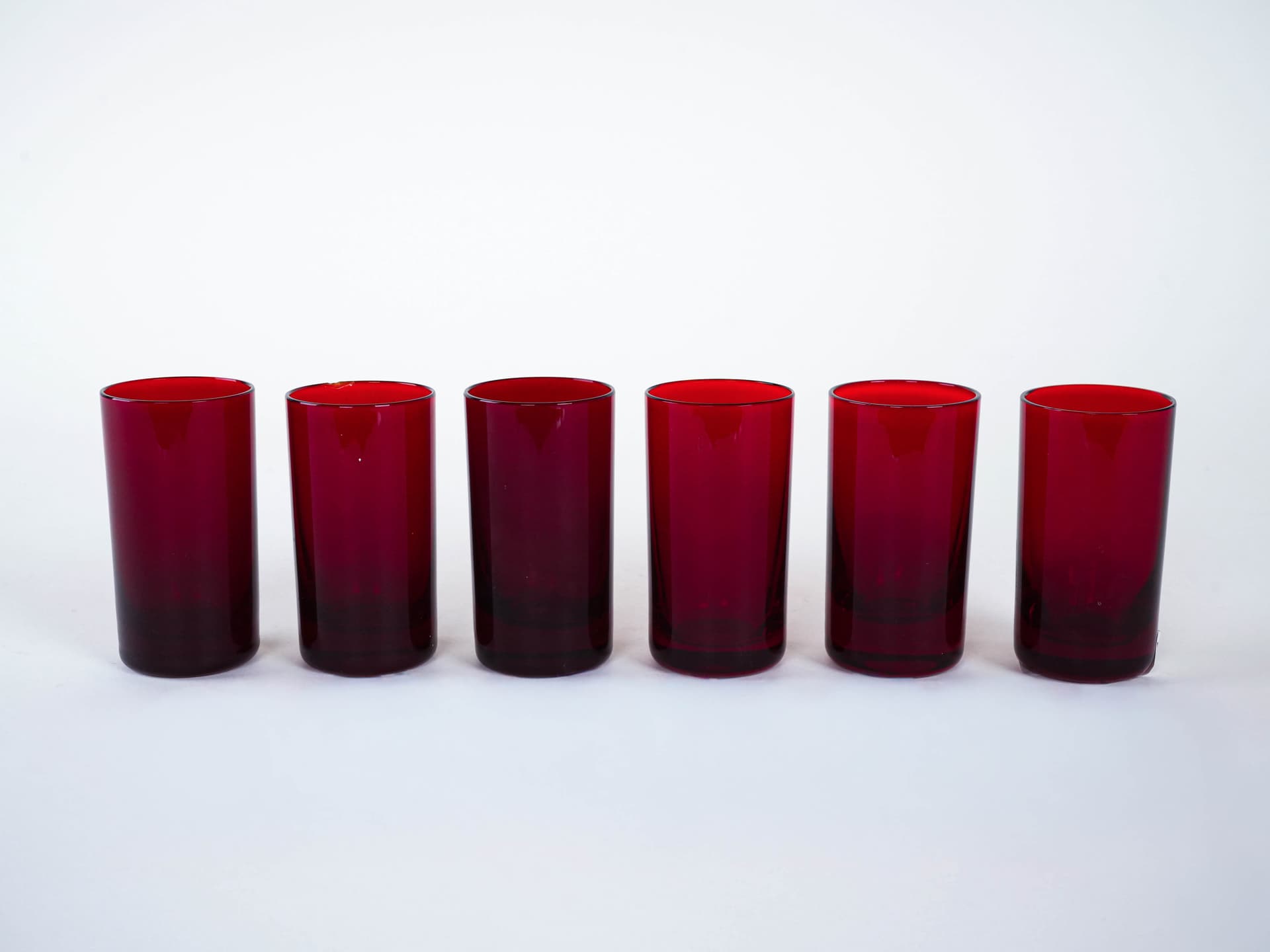 Set of six glasses, ruby, glass, Italy, 1970s. - 291772
