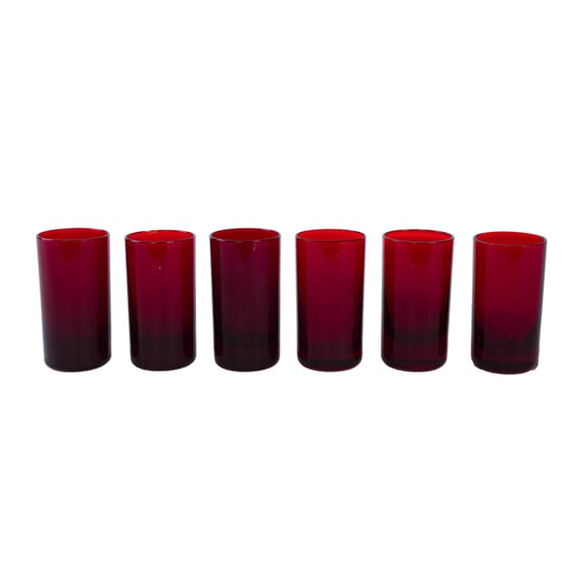 Set of six glasses, ruby, glass, Italy, 1970s. - DIMENSION