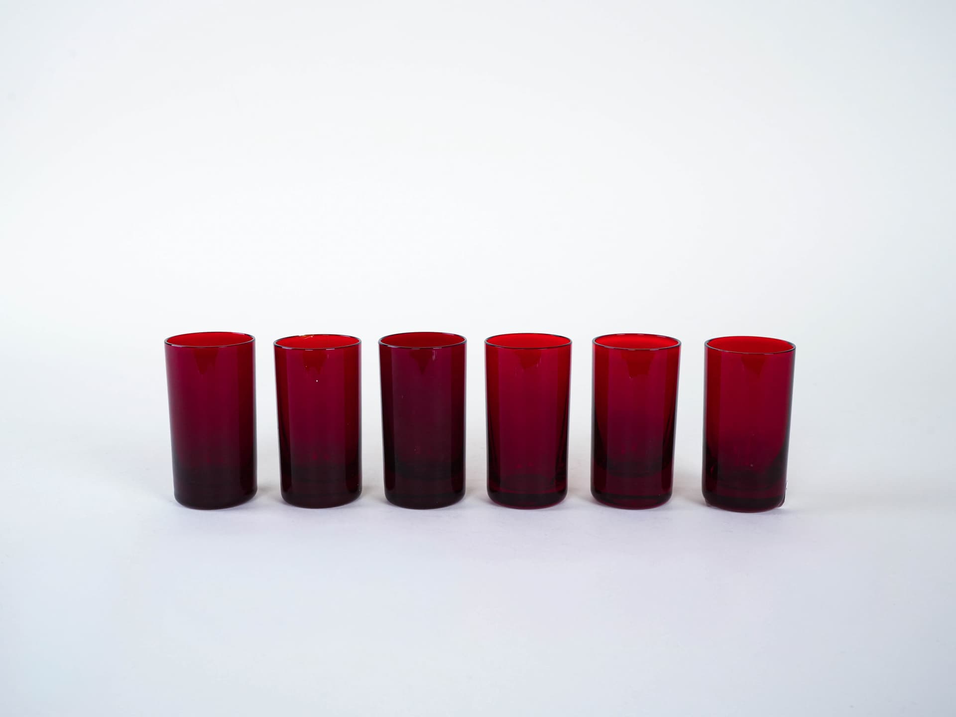 Set of six glasses, ruby, glass, Italy, 1970s. - 291773