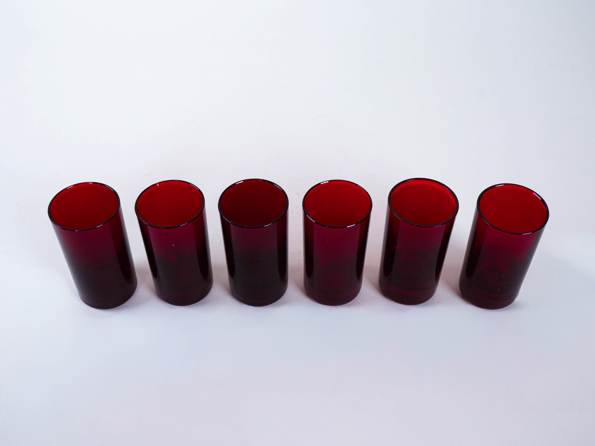 Set of six glasses, ruby, glass, Italy, 1970s. - 291774