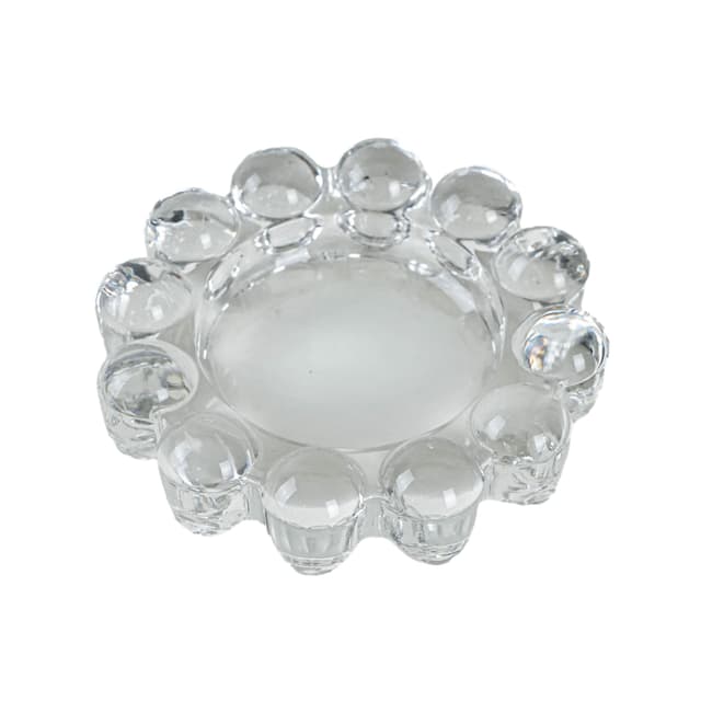 Świecznik, przezroczysty, szkło, Dania, lata 70. - WYMIARY