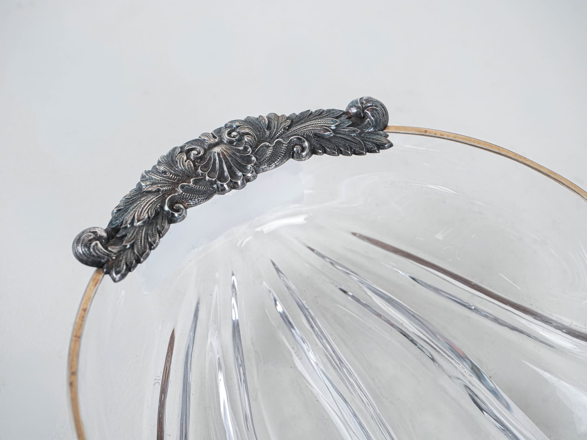 Miska dekoracyjna, szkło transparentne, złocenie, srebro, Włochy, lata 70. - 291805