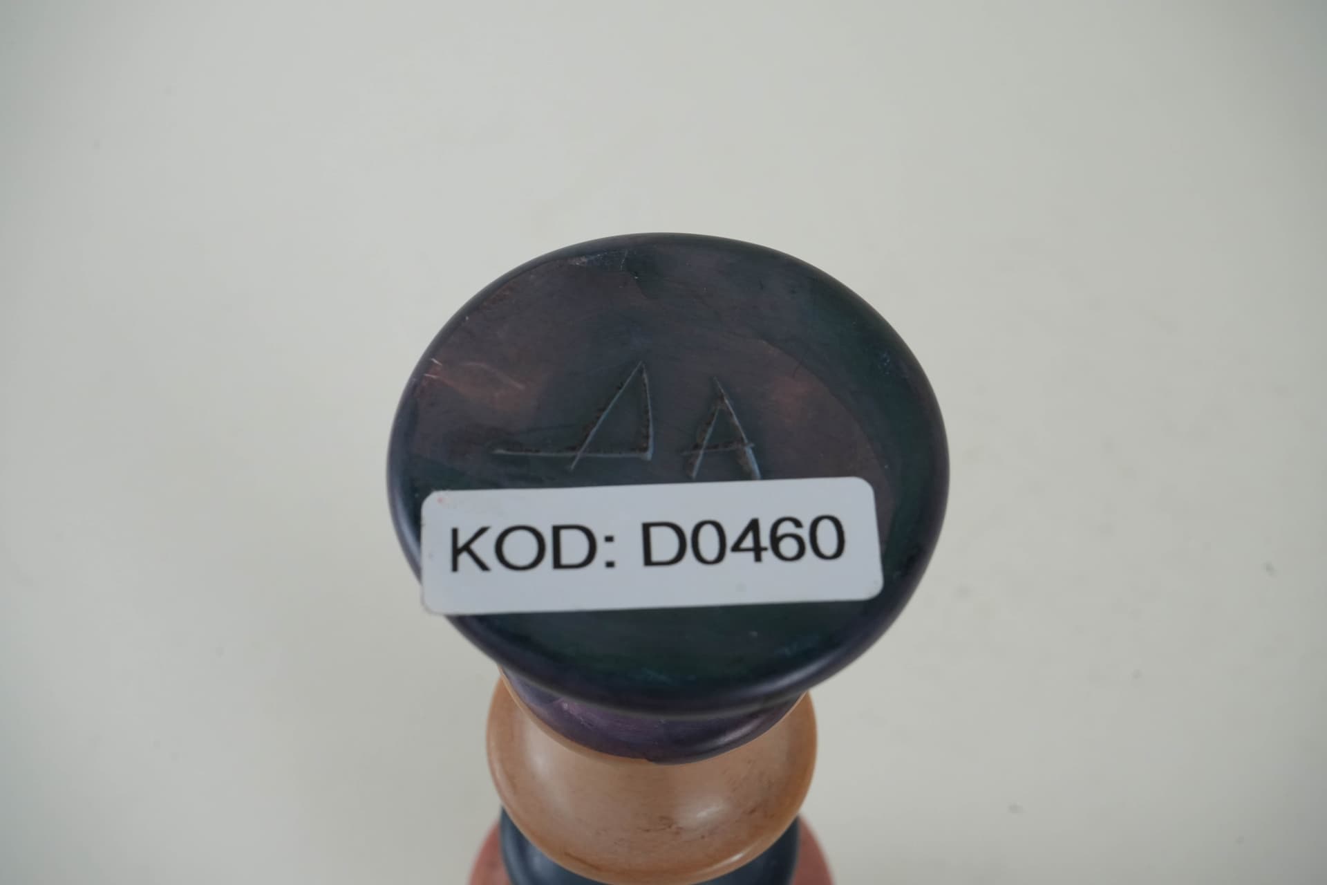 Świecznik, czerwień granat fiolet beż, ceramika, Włochy, lata 60. - 291811