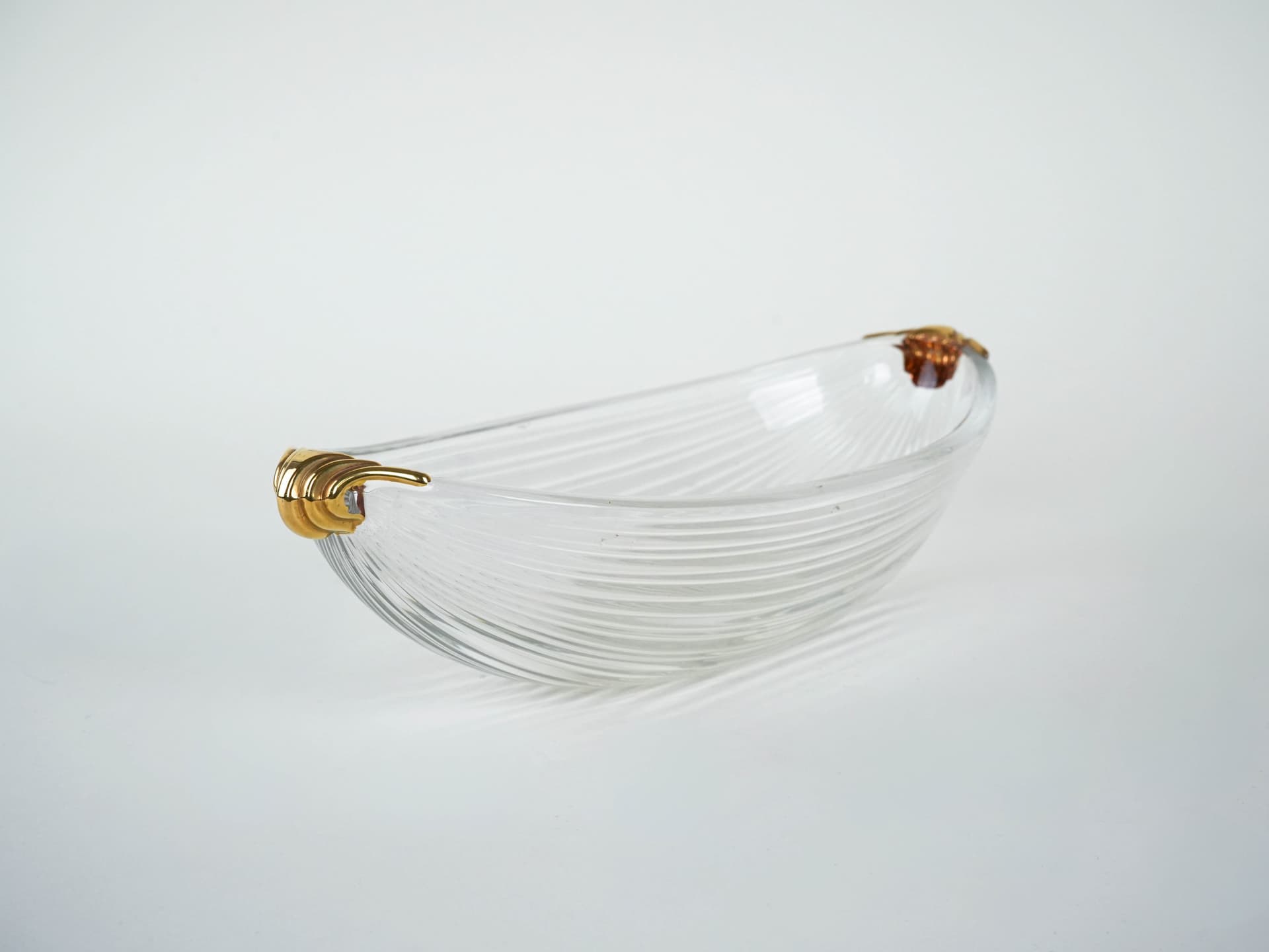 Fruit bowl, transparent glass, gold, Italy, 1970s. - 291836