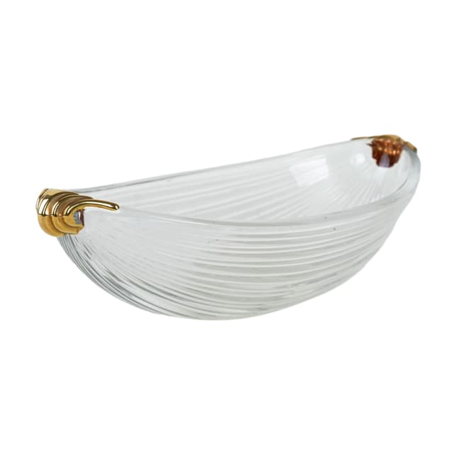 Fruit bowl, transparent glass, gold, Italy, 1970s. - DIMENSION