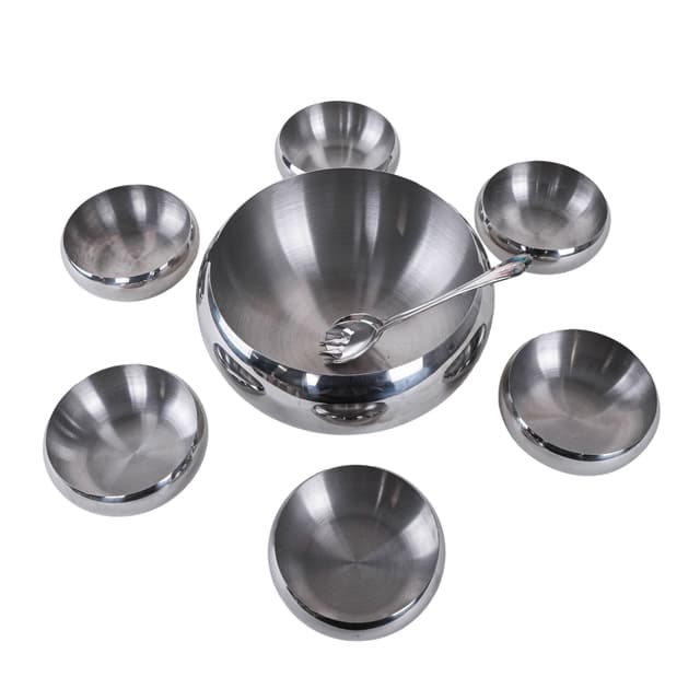 Set of bowls, silver stainless steel, Italy, 1980s. - DIMENSION