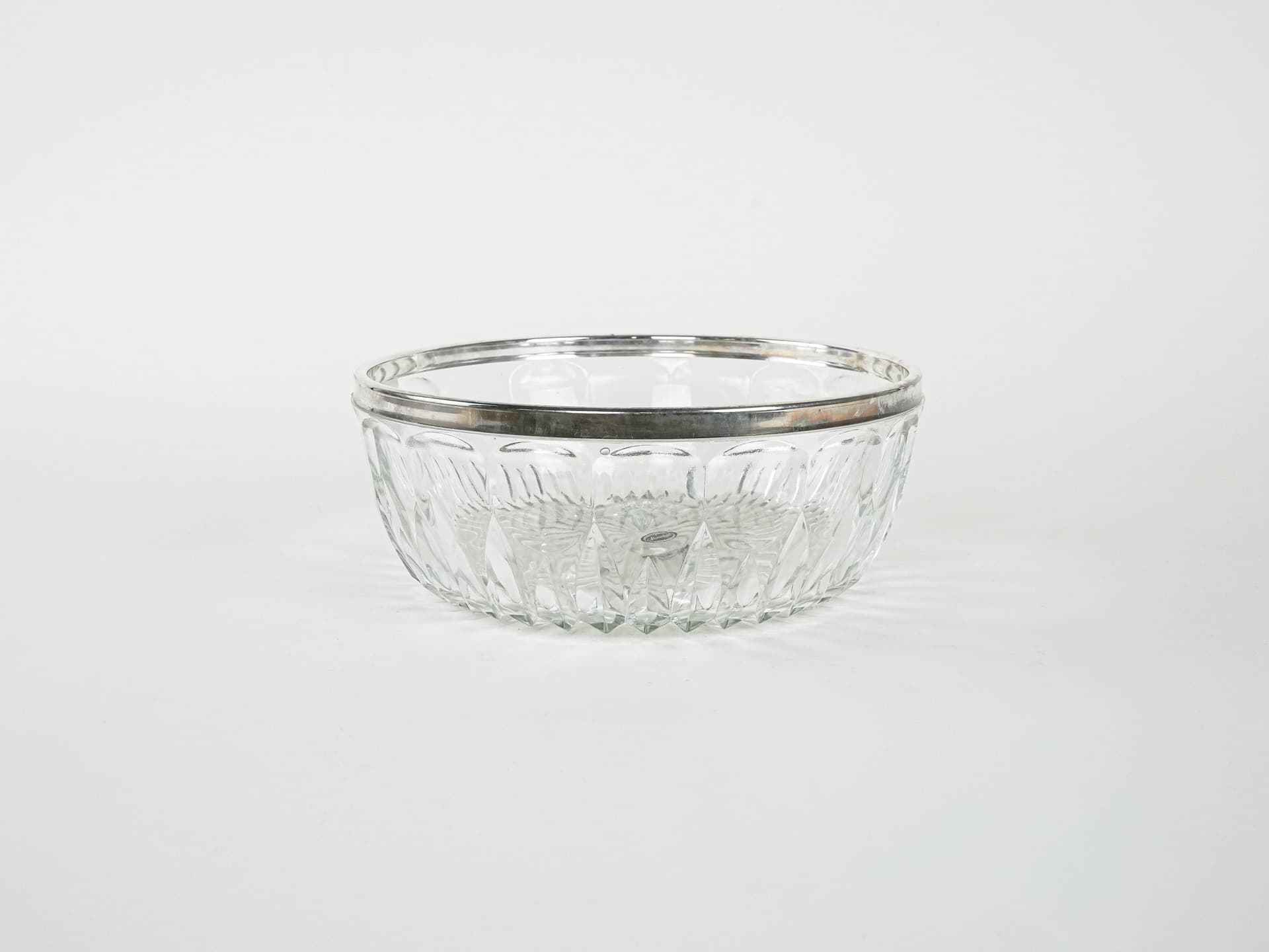 Bowl, transparent crystal, silver-plated rim, Italy, 1960s. - 291889