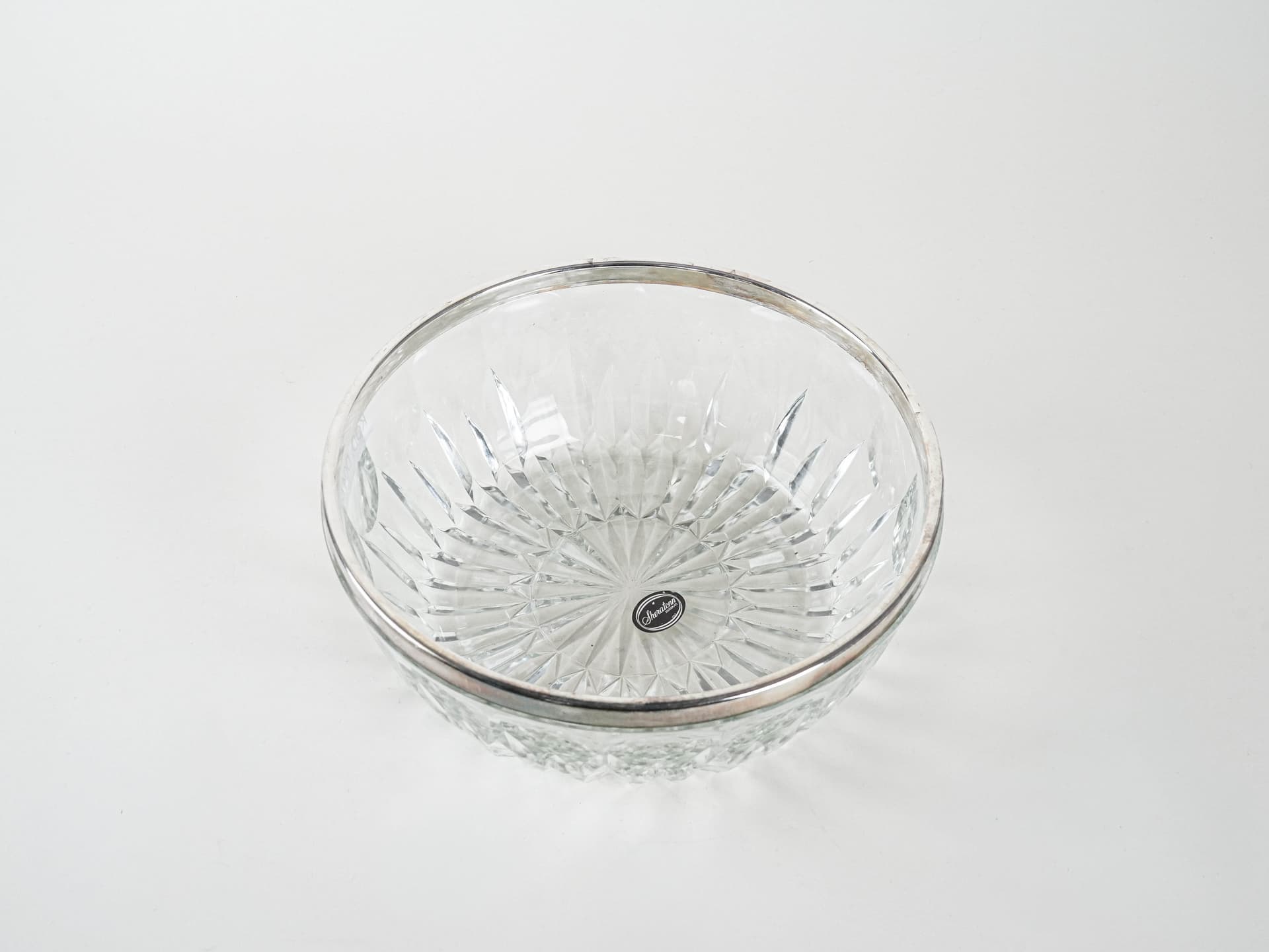 Bowl, transparent crystal, silver-plated rim, Italy, 1960s. - 291891