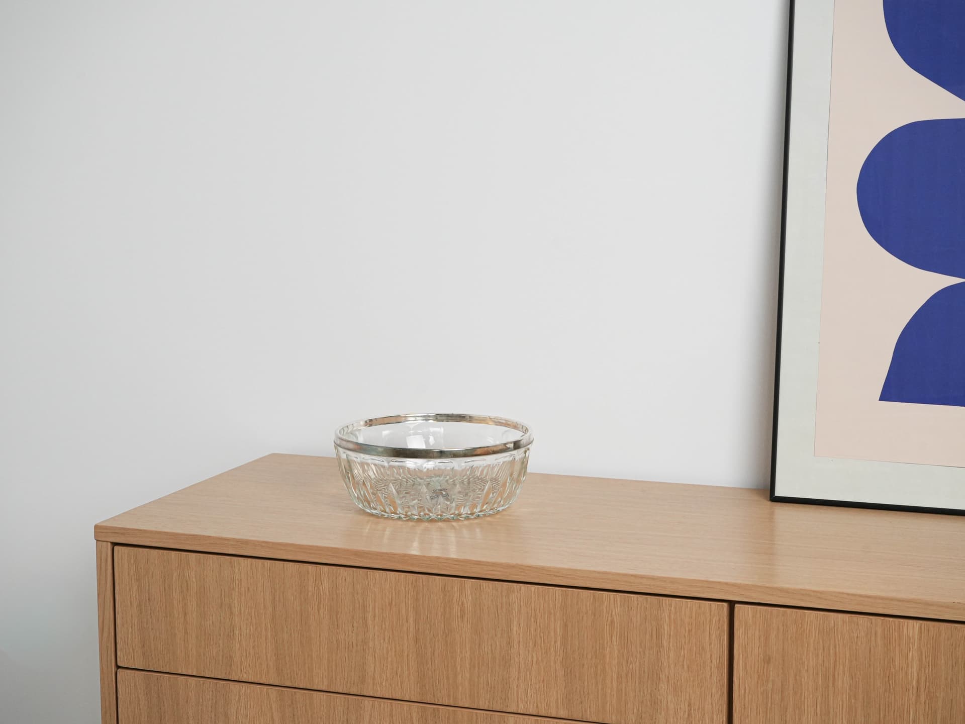 Bowl, transparent crystal, silver-plated rim, Italy, 1960s. - 291890