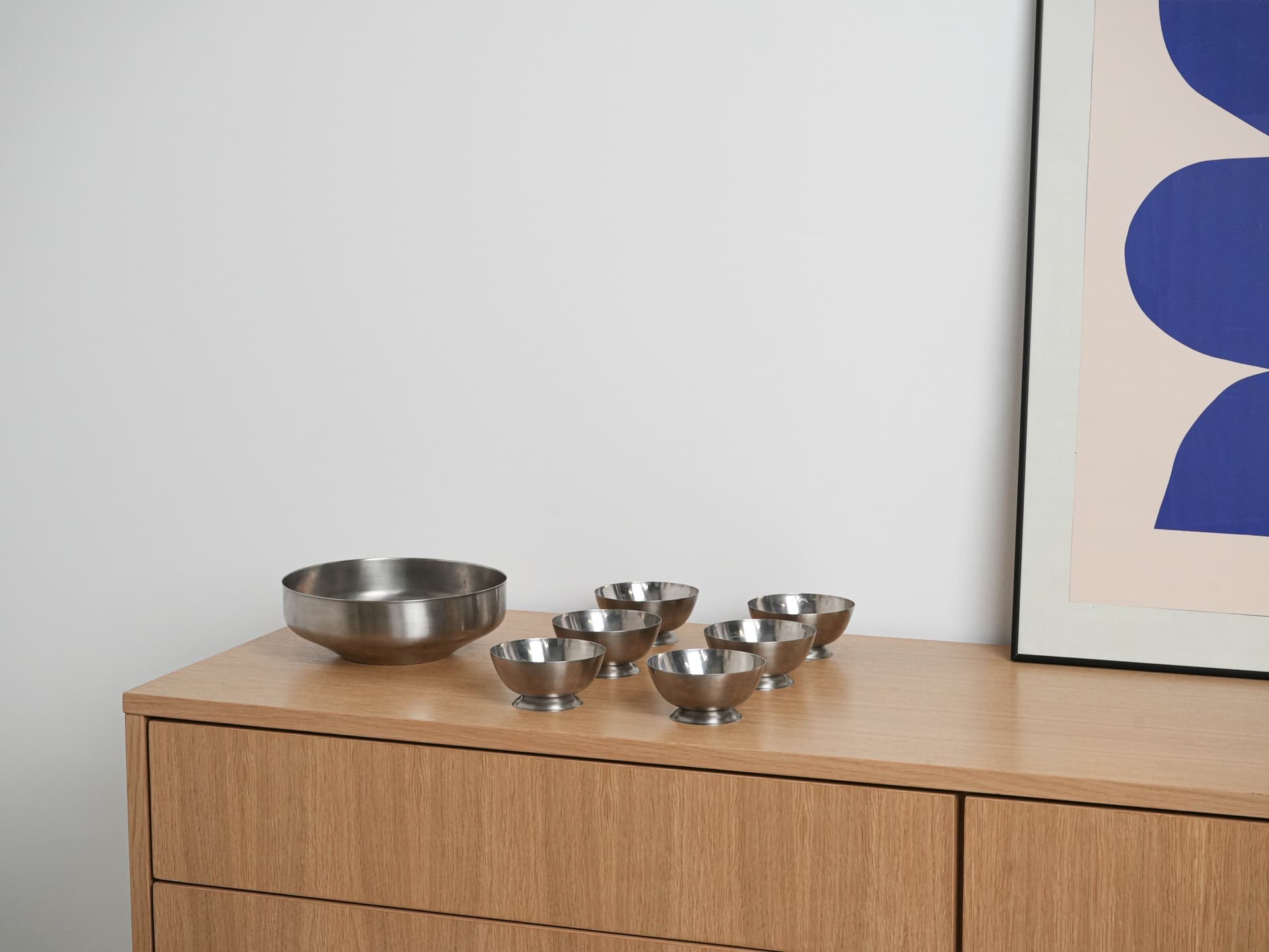 Set of bowls, silver stainless steel, Italy, 1980s. - 291899