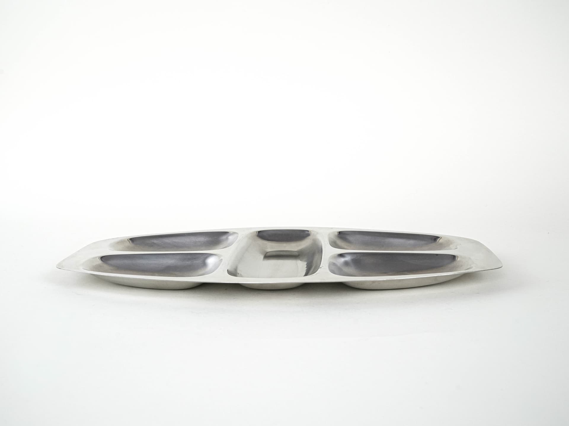 Appetizer tray, silver stainless steel, Alessi, Italy, 1970s. - 291915