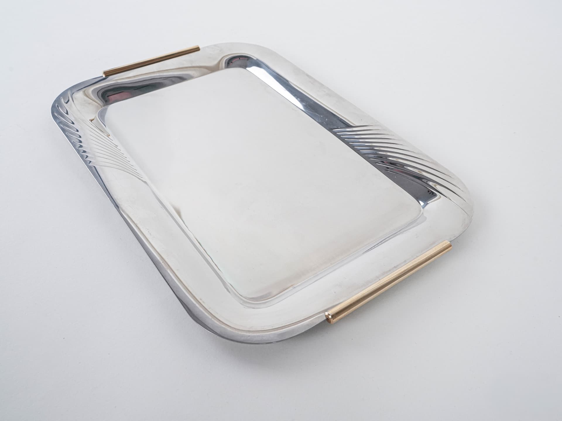 Tray, silver stainless steel, gold stainless steel, Italy, 1970s. - 291940