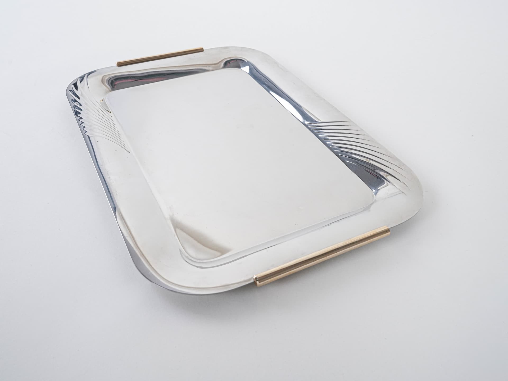 Tray, silver stainless steel, gold stainless steel, Italy, 1970s. - 291938
