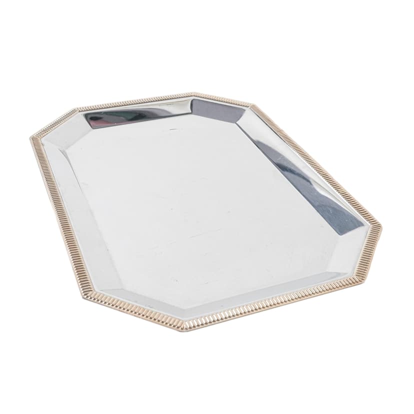 Tray, silver stainless steel, gold-plated, Italy, 1970s.