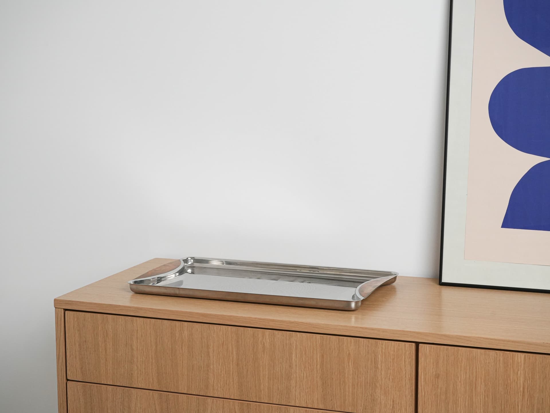 Tray, silver stainless steel, transparent amber acrylic, Germany, 1970s. - 291953