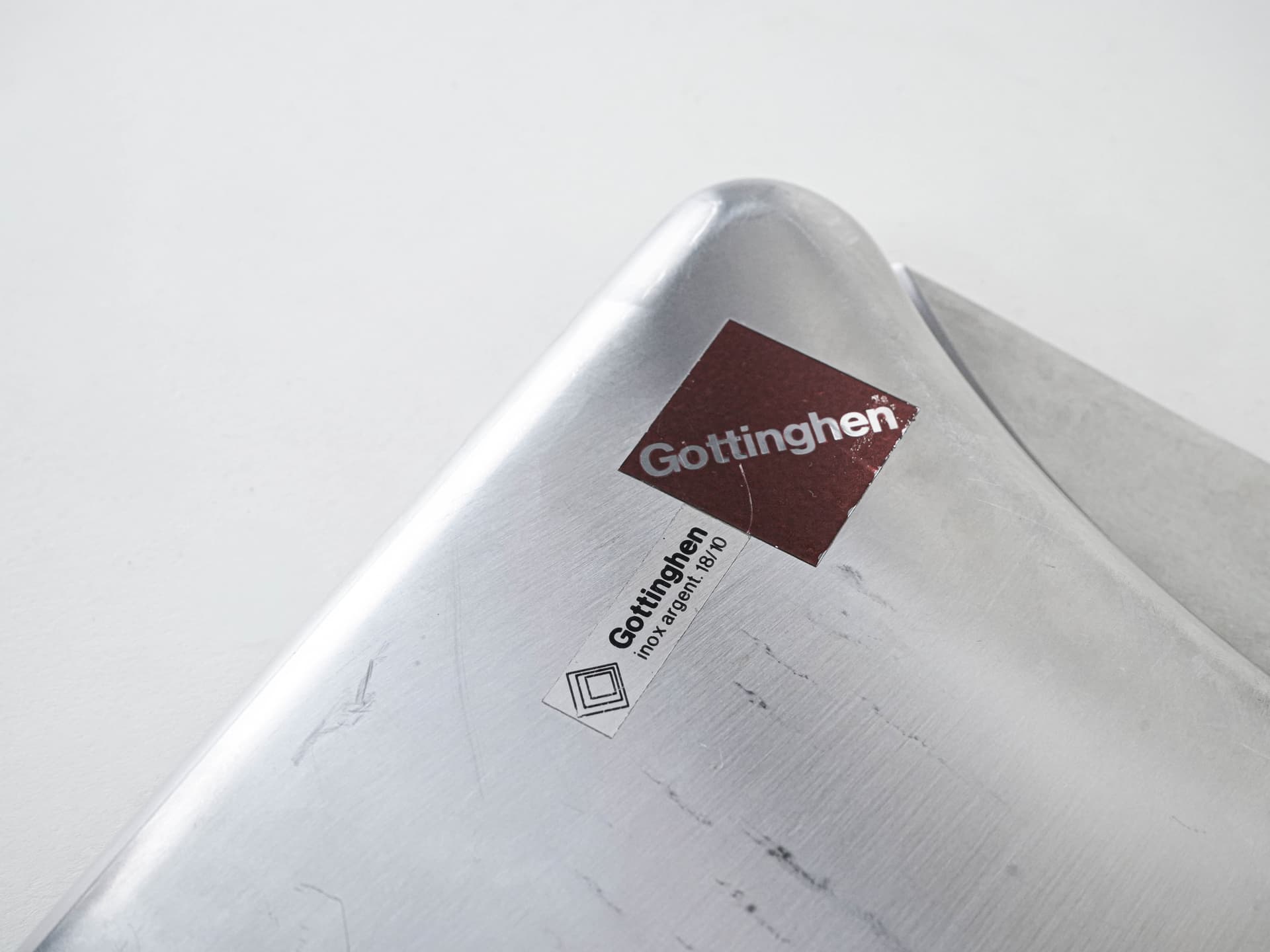 Tray, silver stainless steel, transparent amber acrylic, Germany, 1970s. - 291954