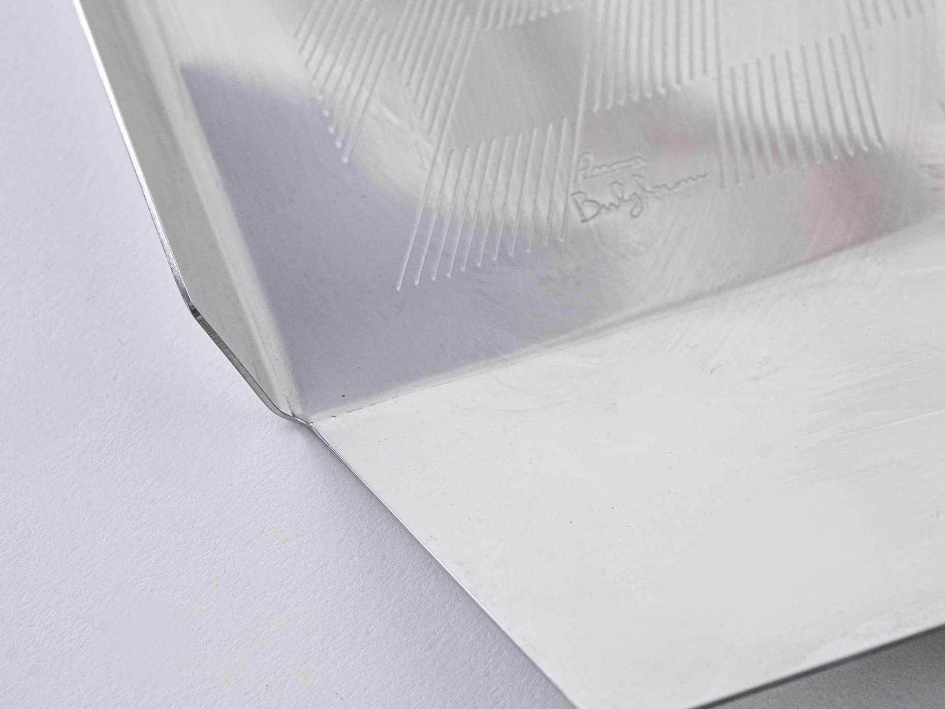 Tray, silver stainless steel, gold steel handles, Italy, 1970s. - 291957