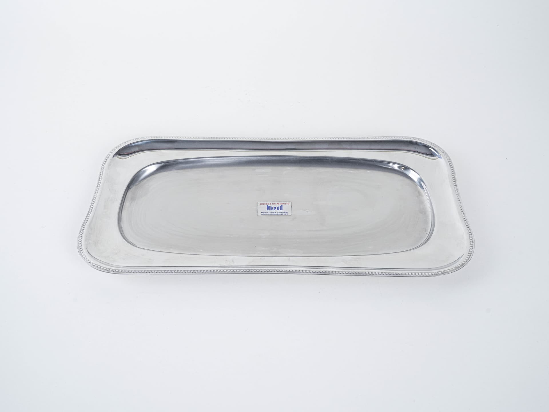 Tray, polished silver stainless steel, MEPRA, Italy, 1970s. - 291970