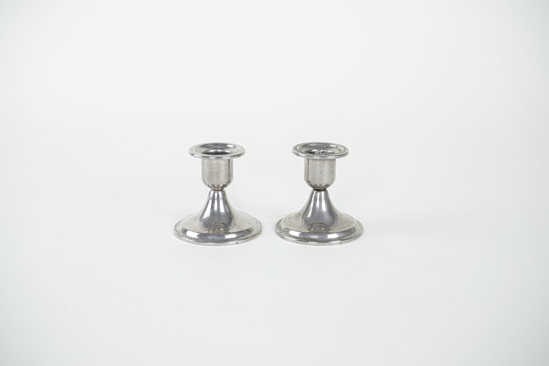 Para świeczników, srebrny, aluminium, mosiądz chromowany, Włochy, lata 70. - 292032