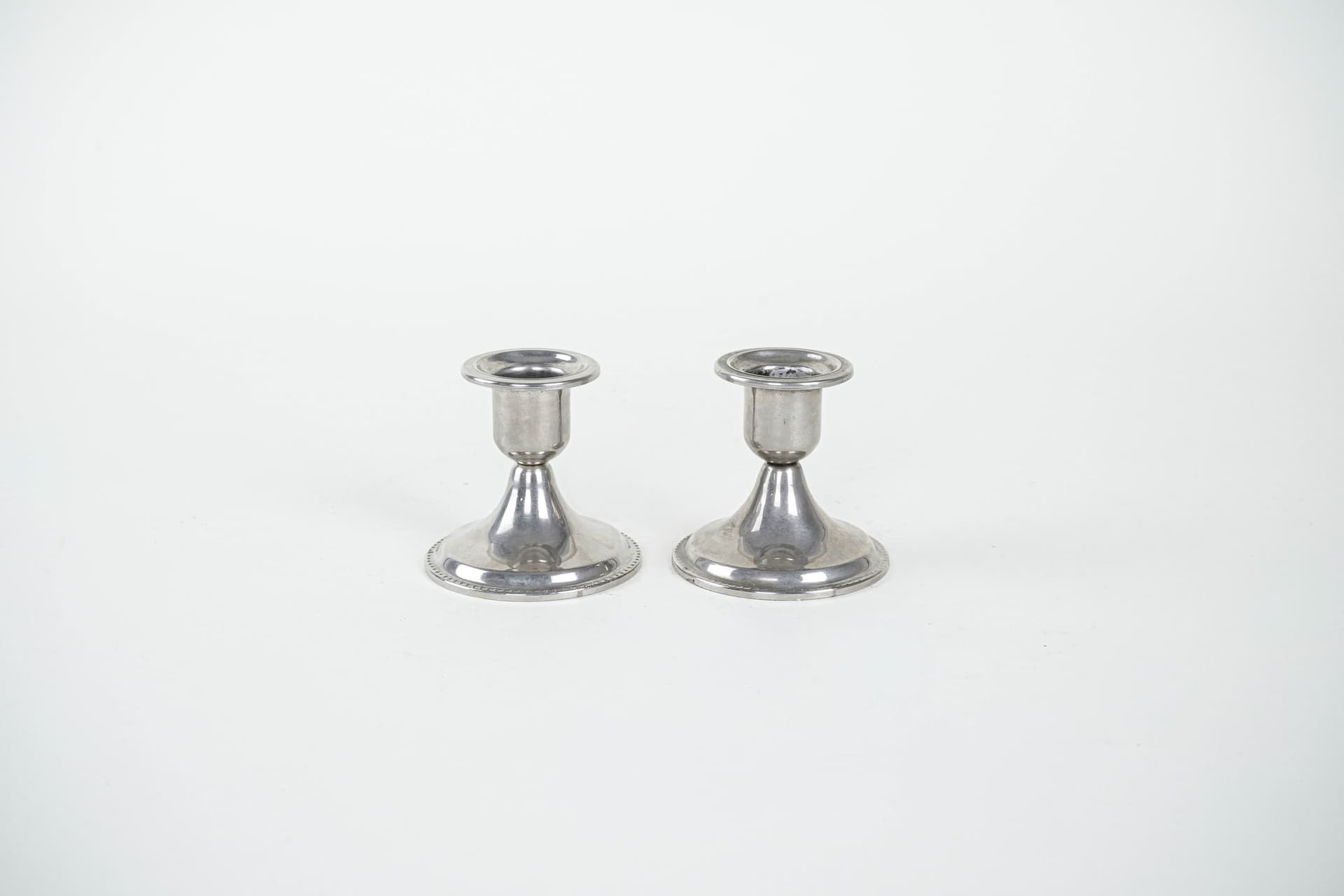 Para świeczników, srebrny, aluminium, mosiądz chromowany, Włochy, lata 70. - 292033