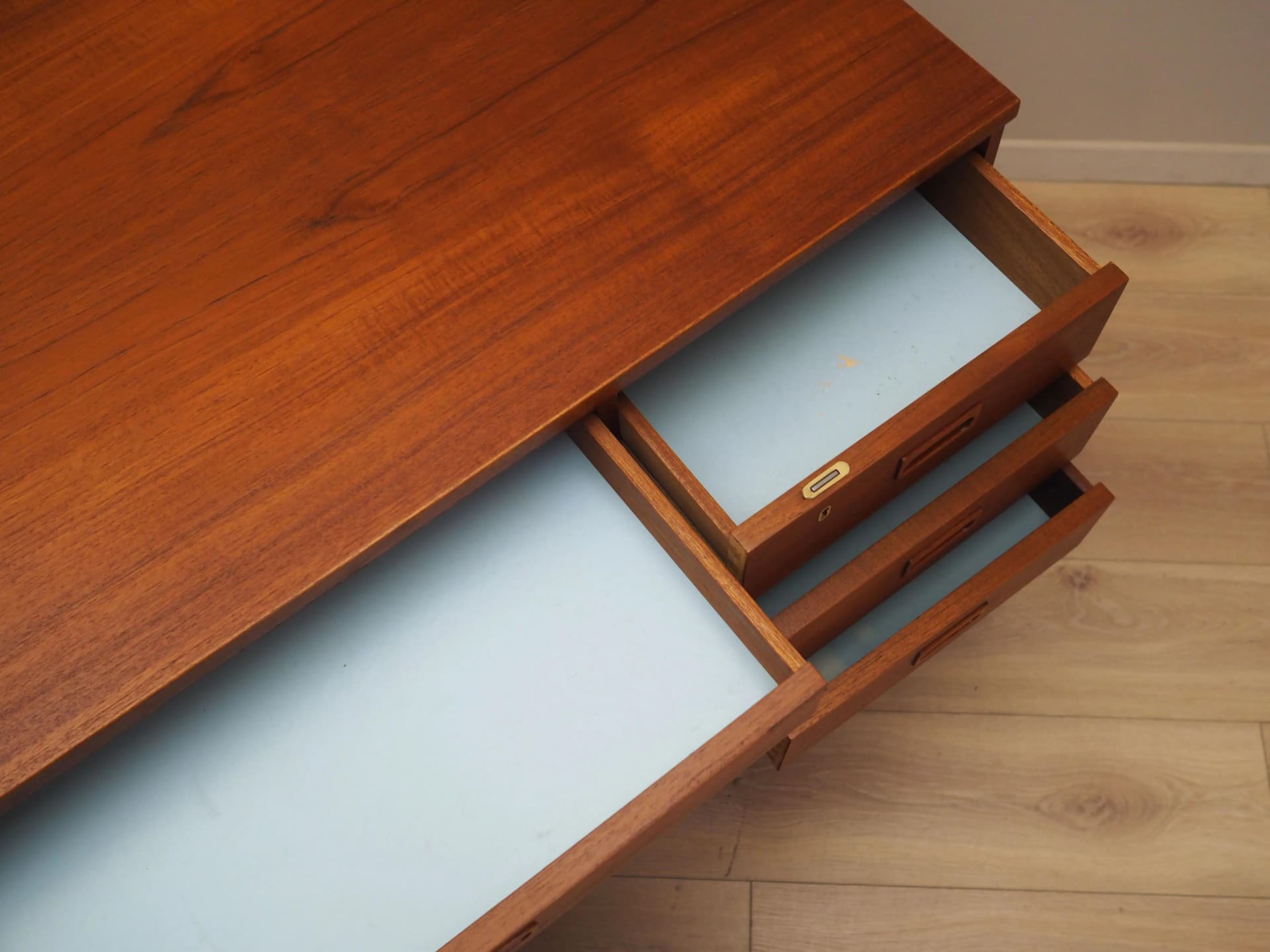 Desk, orange teak, Denmark, 1970s - 21728
