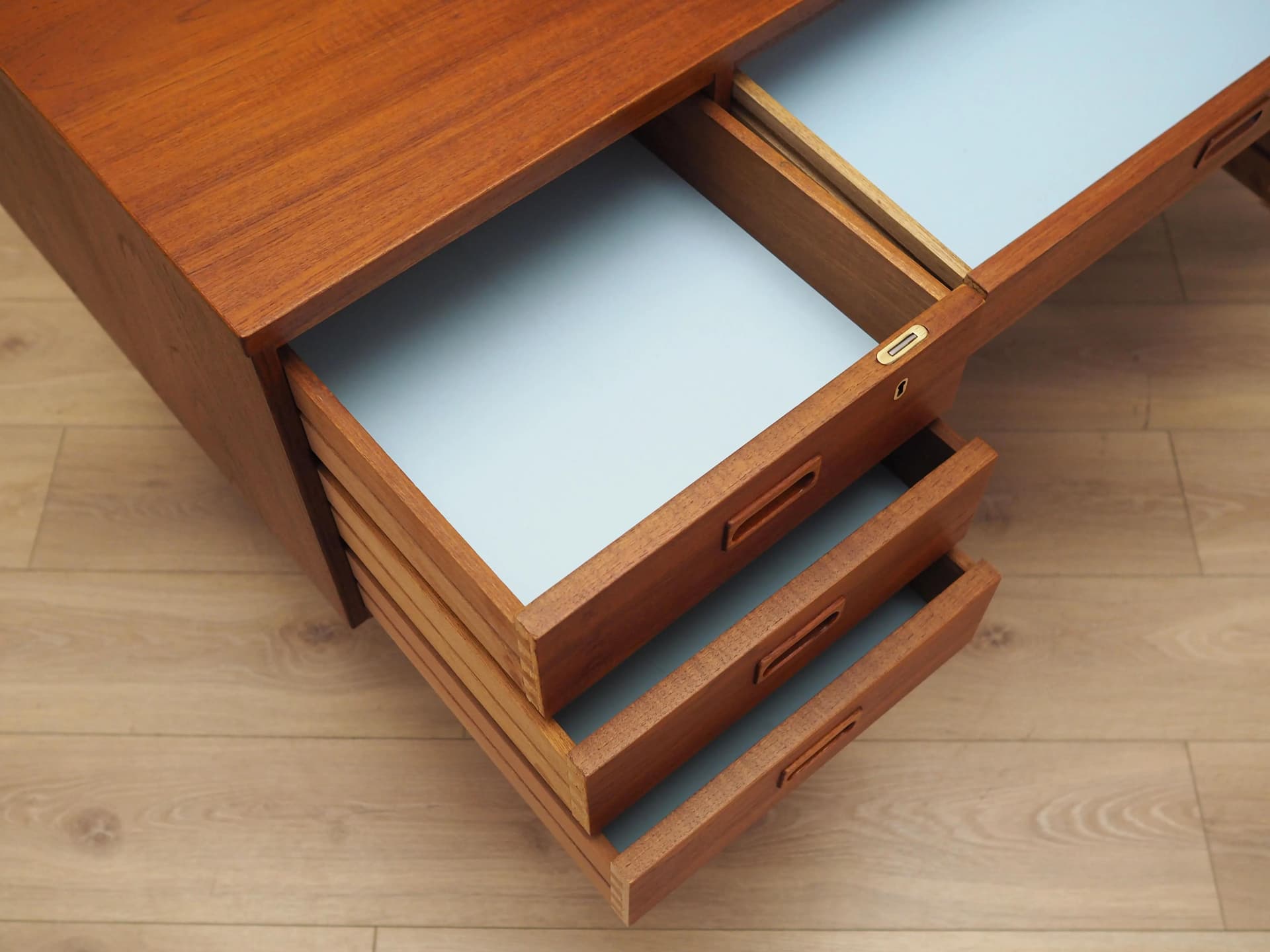 Desk, orange teak, Denmark, 1970s - 21727