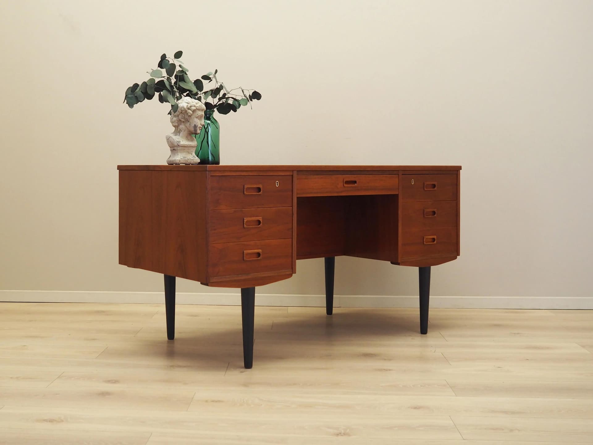 Desk, orange teak, Denmark, 1970s - 21723