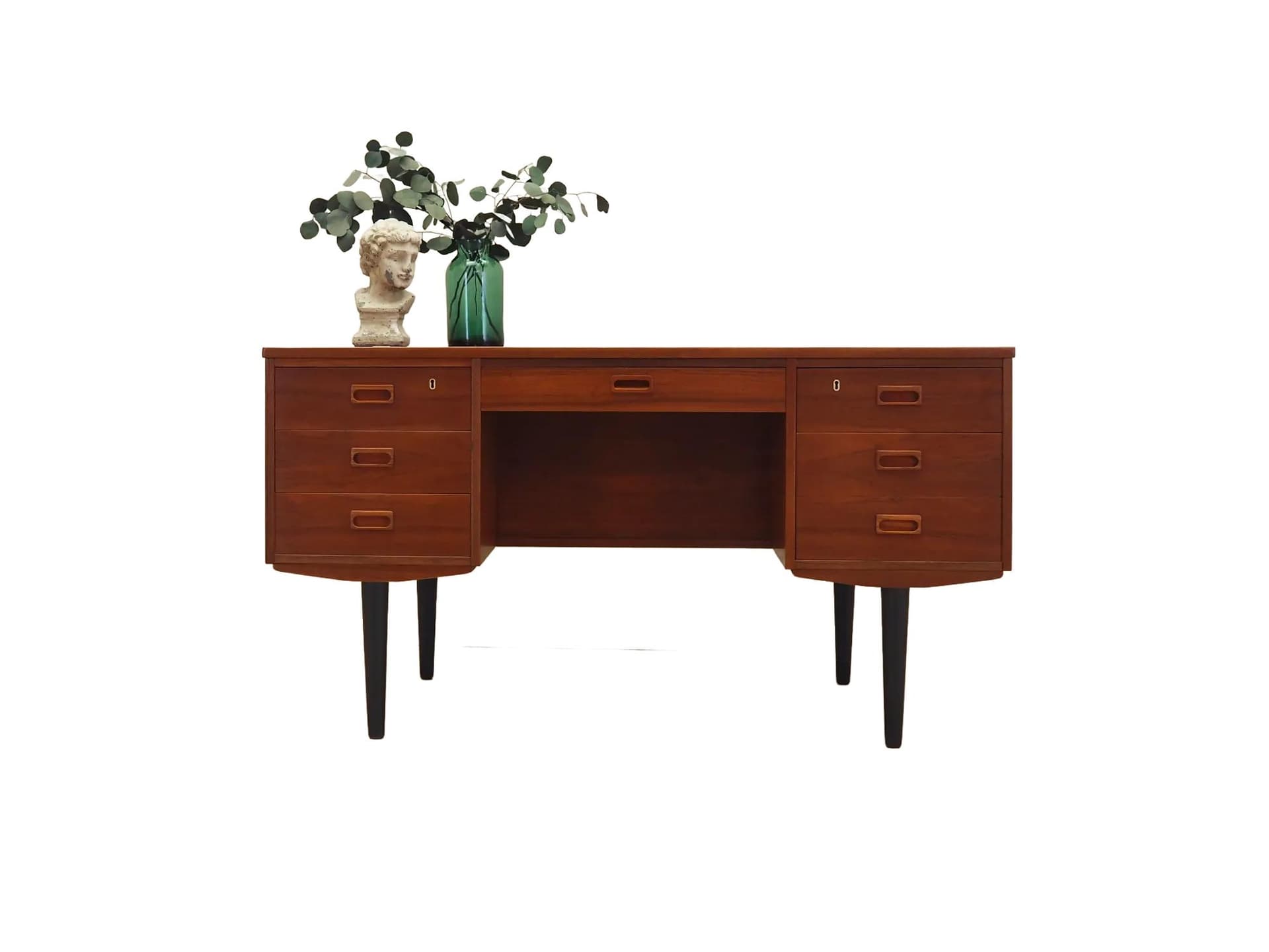 Desk, orange teak, Denmark, 1970s