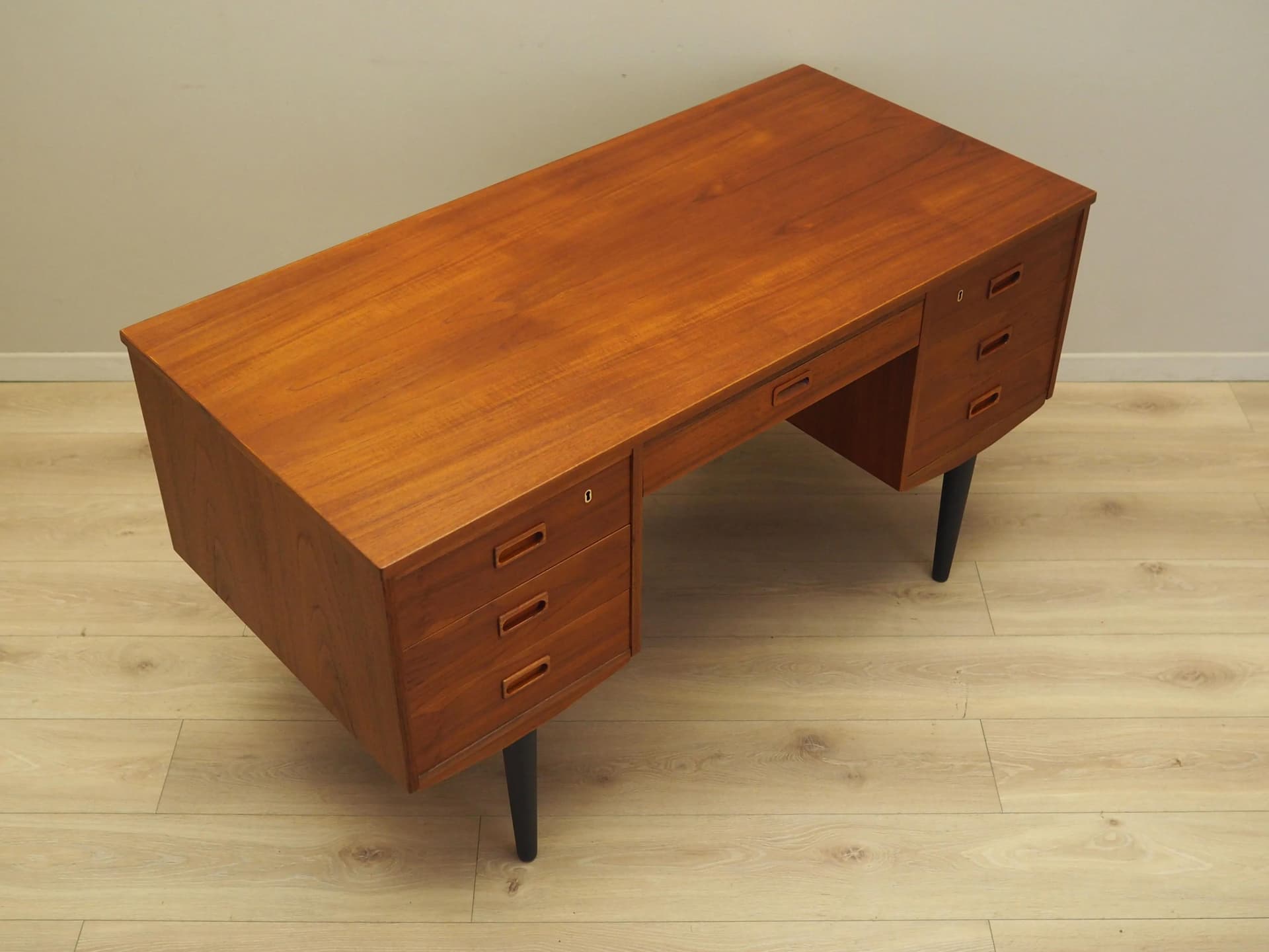 Desk, orange teak, Denmark, 1970s - 21724