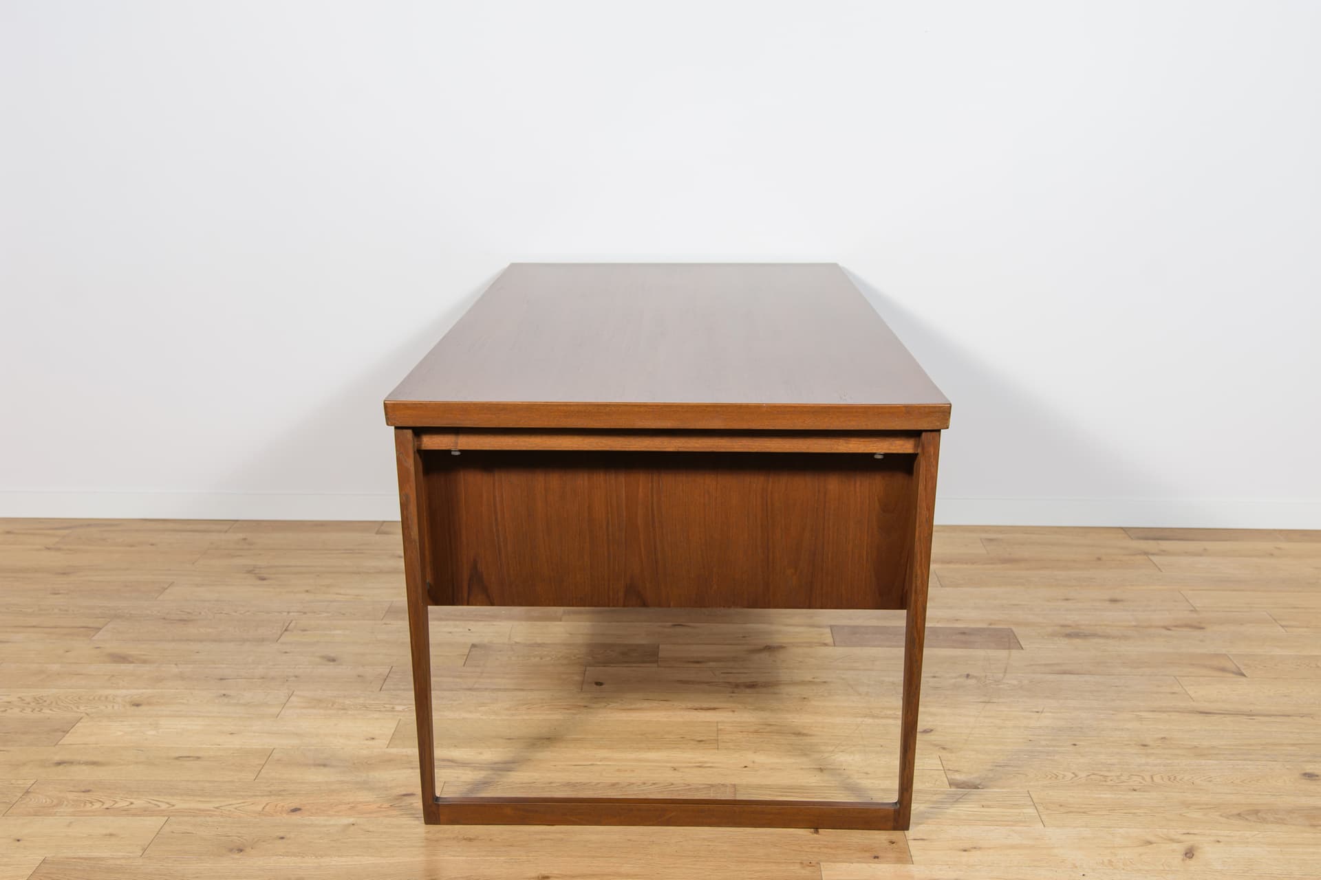 Desk Model 70, brown teak, by K. Kristiansen, Feldballes Møbelfabrik, Denmark, 1960s. - 292303