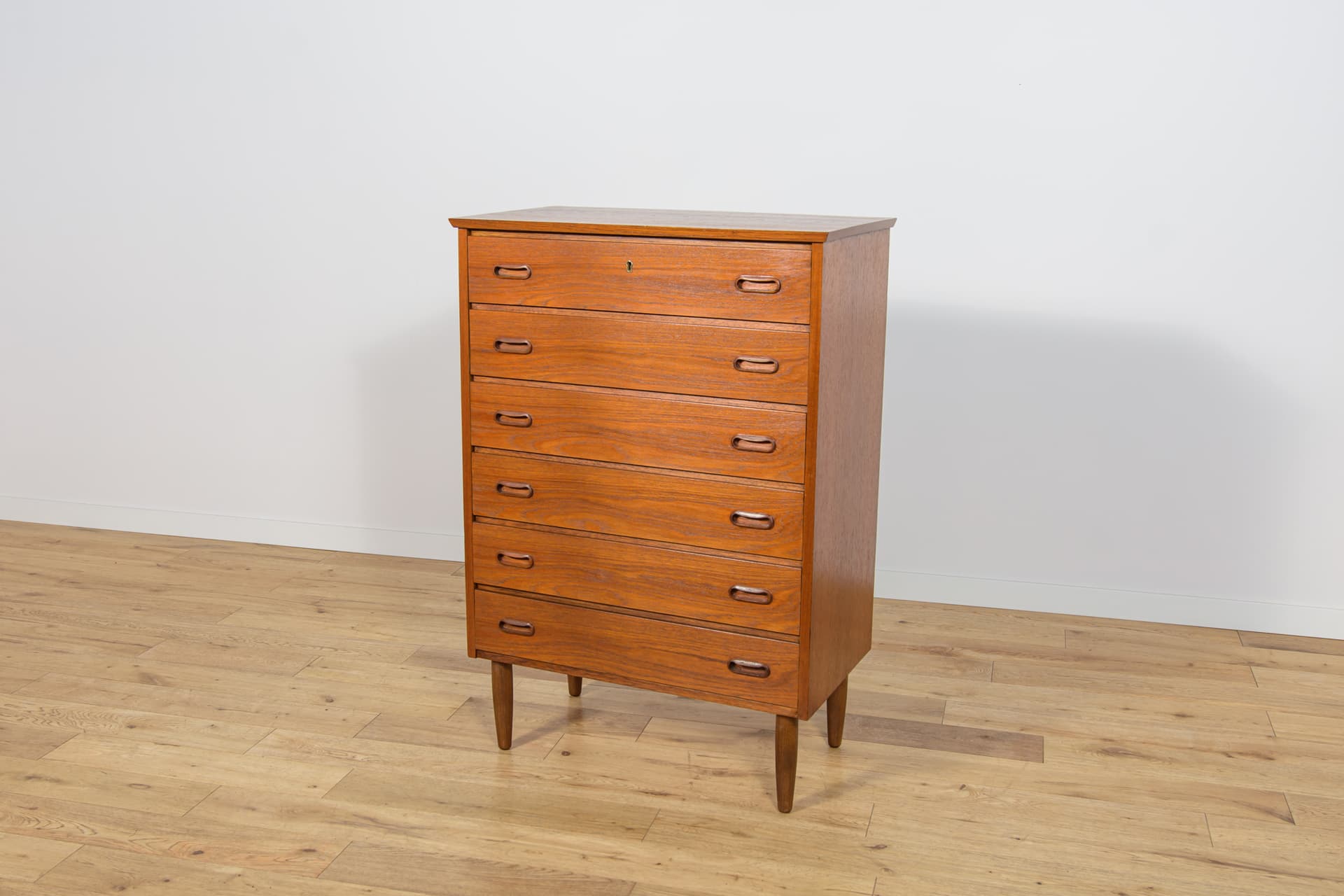 Komoda, teak brązowy czerwony, Dania, lata 60. - 292312