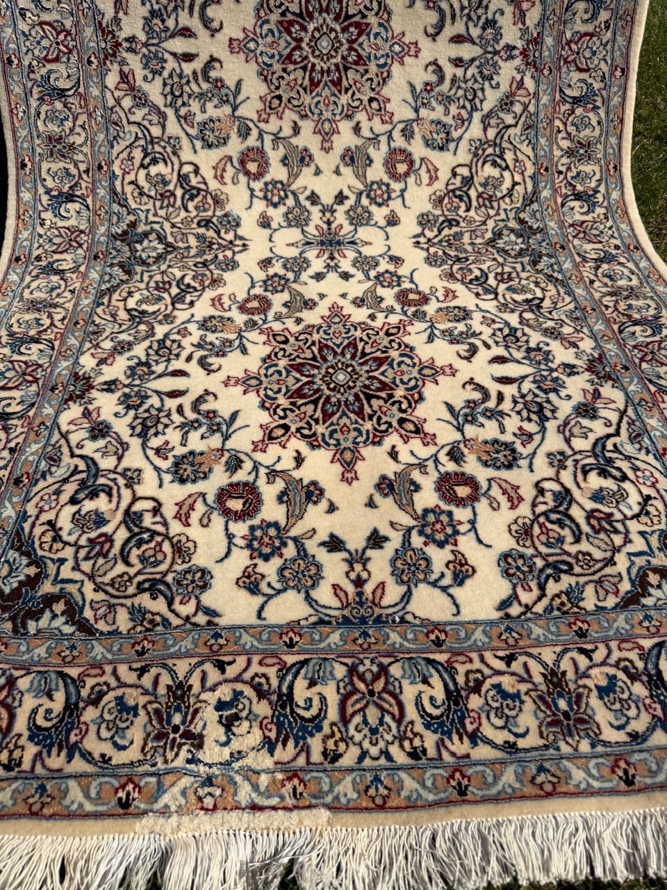 Chodnik Nain 220x90 cm, beżowy, wełna kaszmirowa jedwab, Iran - 292349